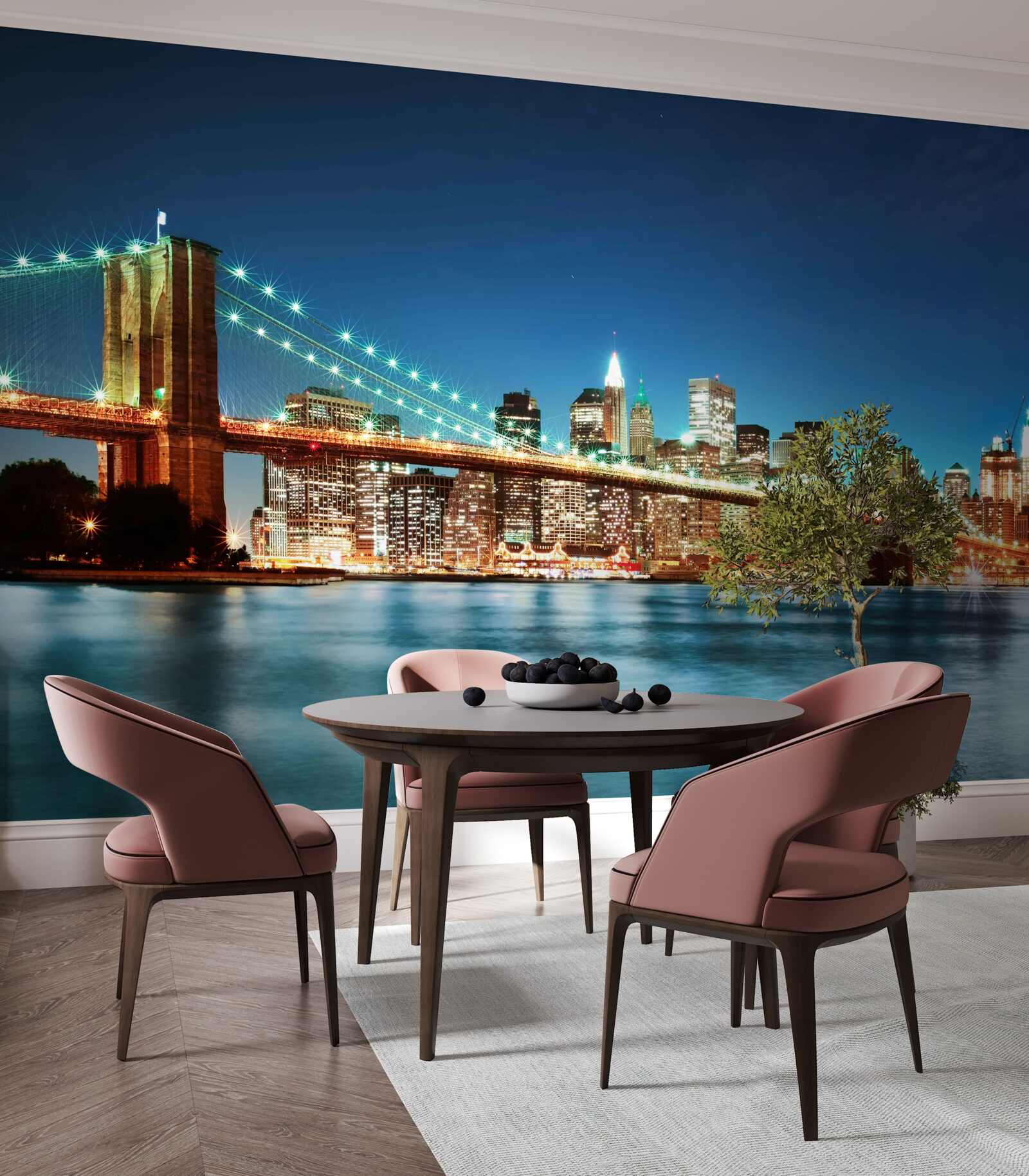 Fototapeten New York mit hellen, glänzenden Lichtern