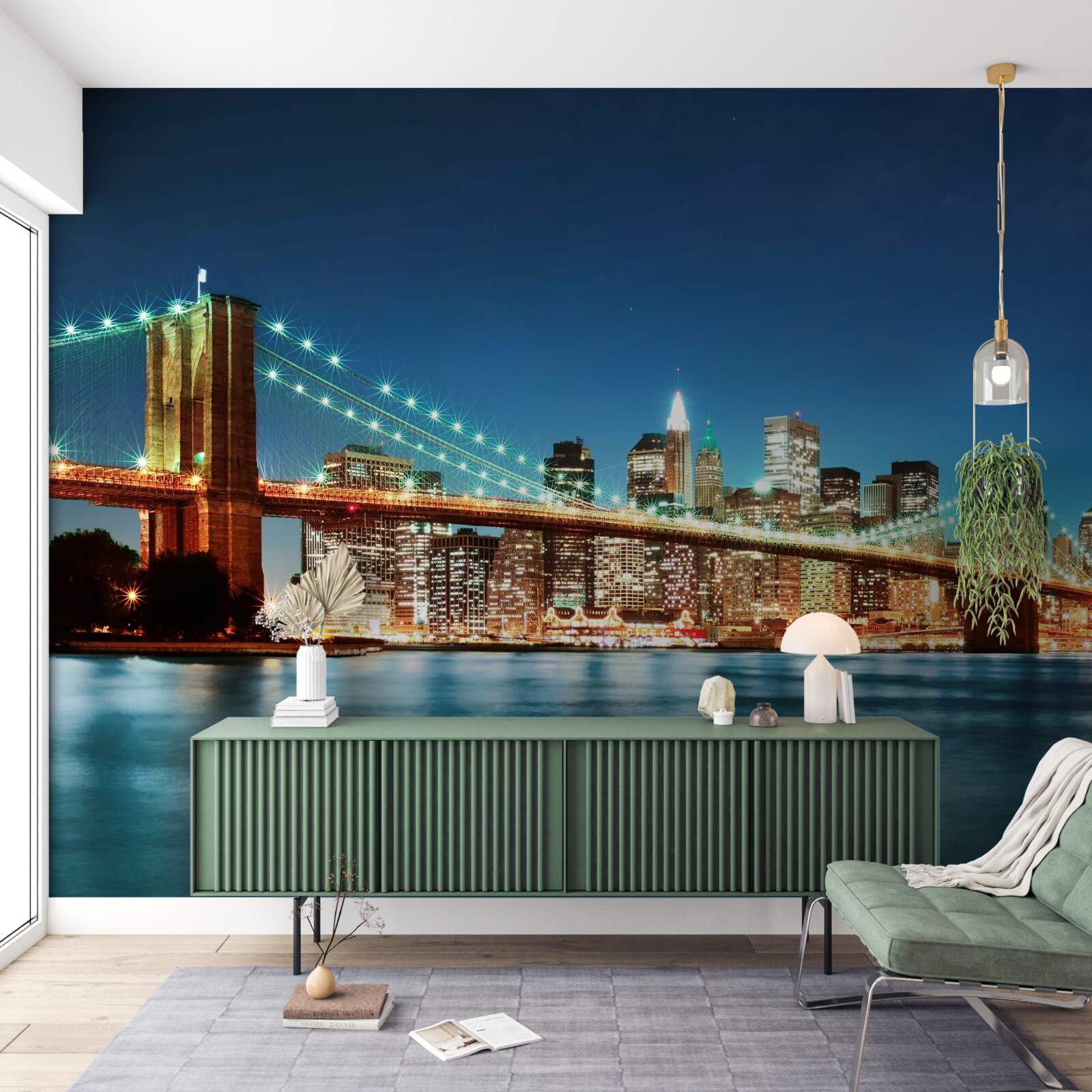 Fototapeten New York mit hellen, glänzenden Lichtern