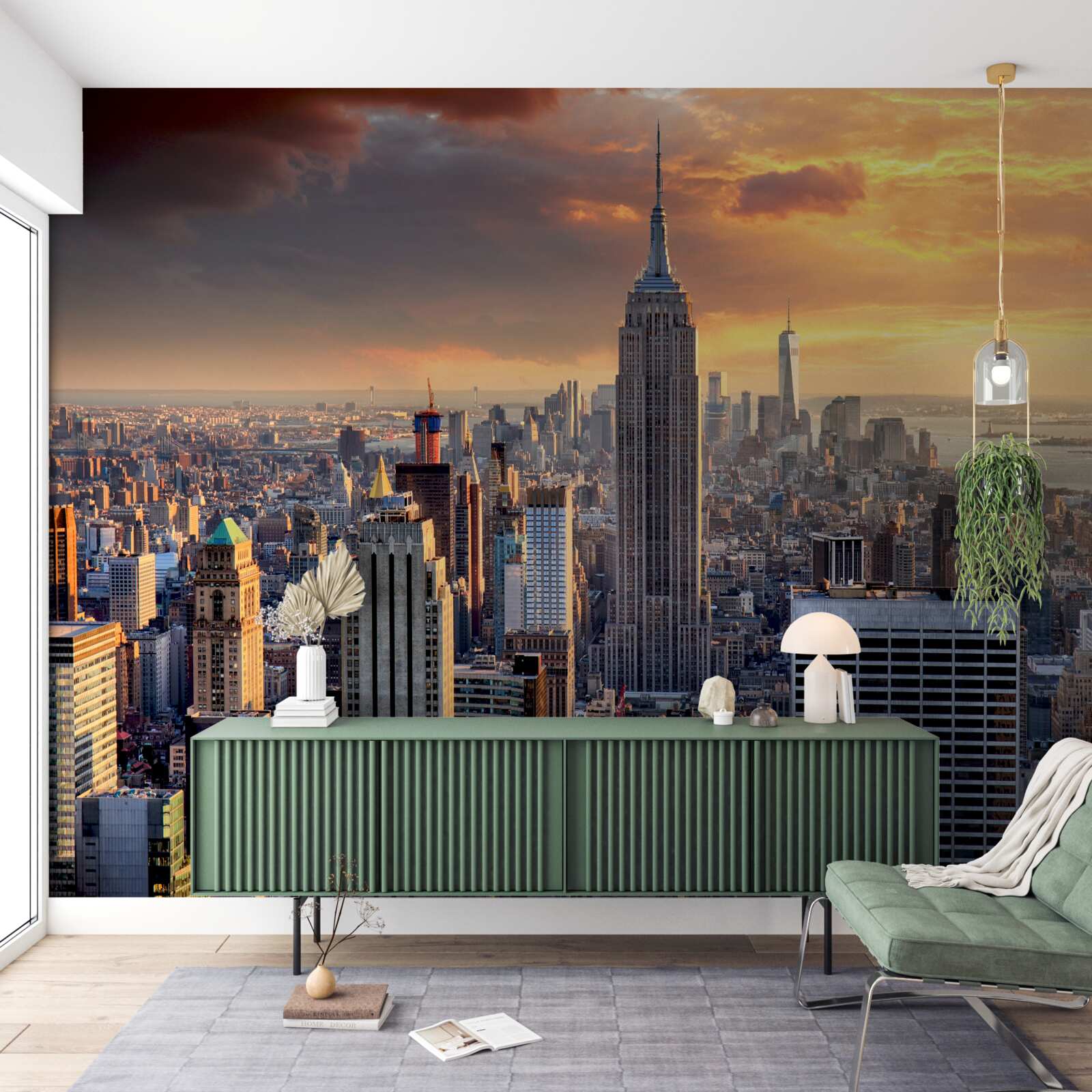 Fototapeten Die Sonne untergeht über New York