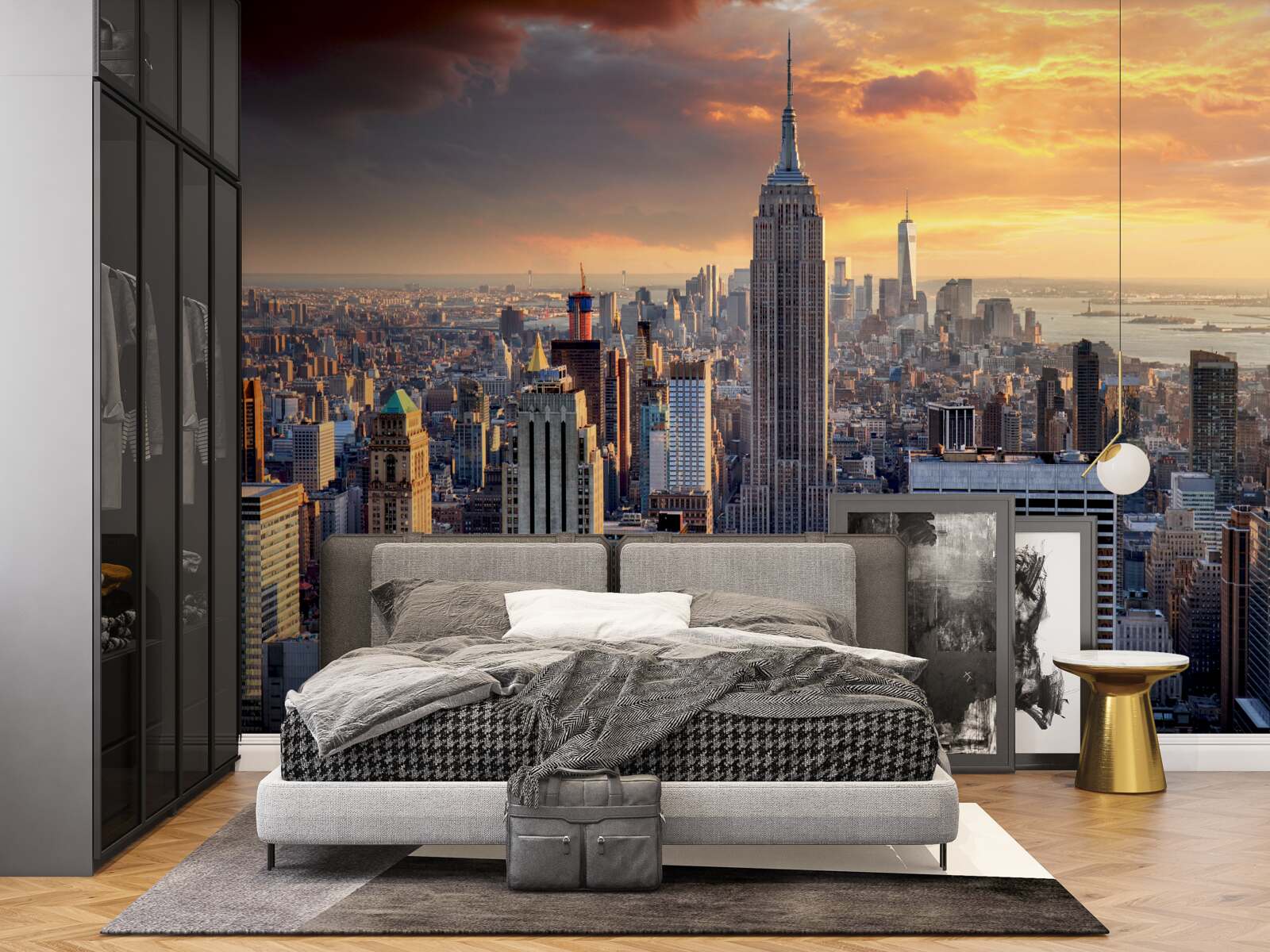 Fototapeten Die Sonne untergeht über New York