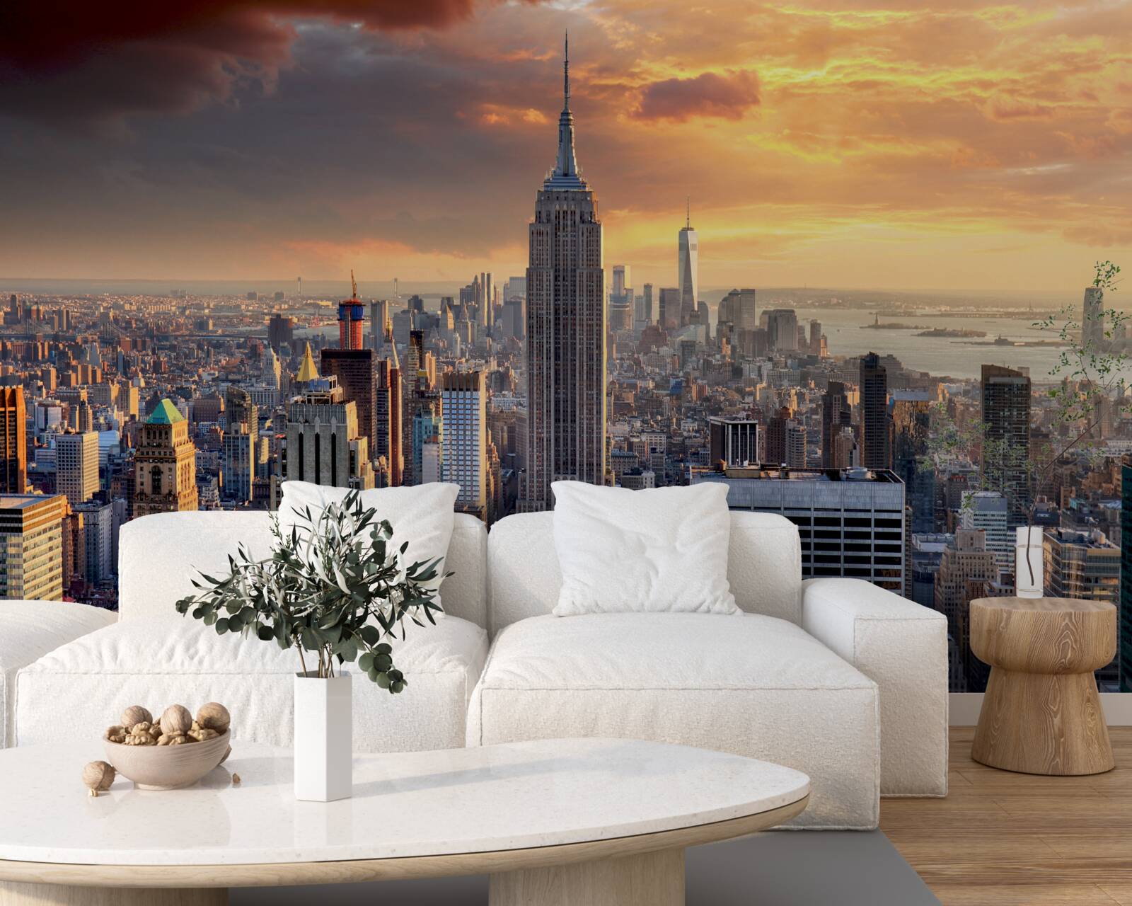 Fototapeten Die Sonne untergeht über New York
