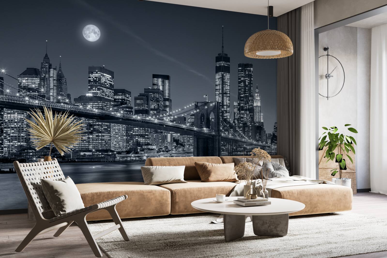 Fototapeten Schwarz -Weiß New York im Licht des Vollmondes