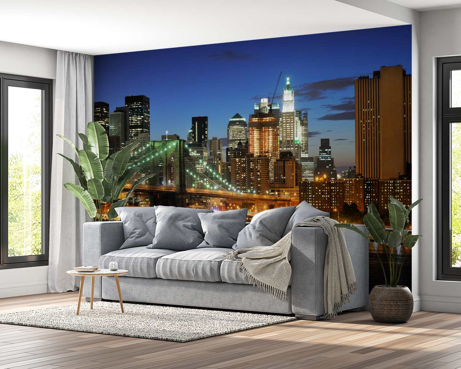 Fototapeten Nachtspanorama von New York aus dem gegenüberliegenden Ufer