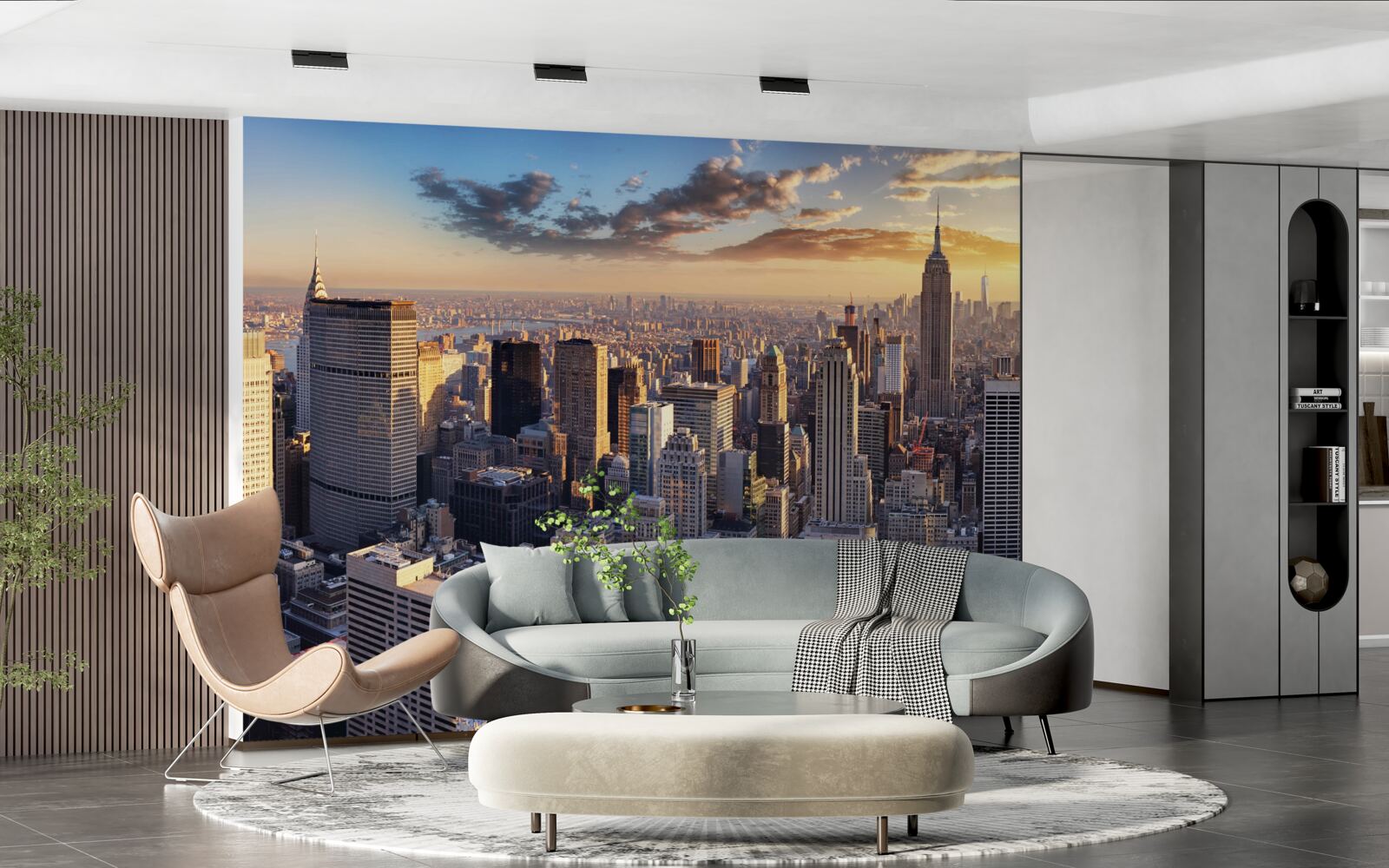 Fototapeten Der Sonnenuntergang wird von New York beleuchtet