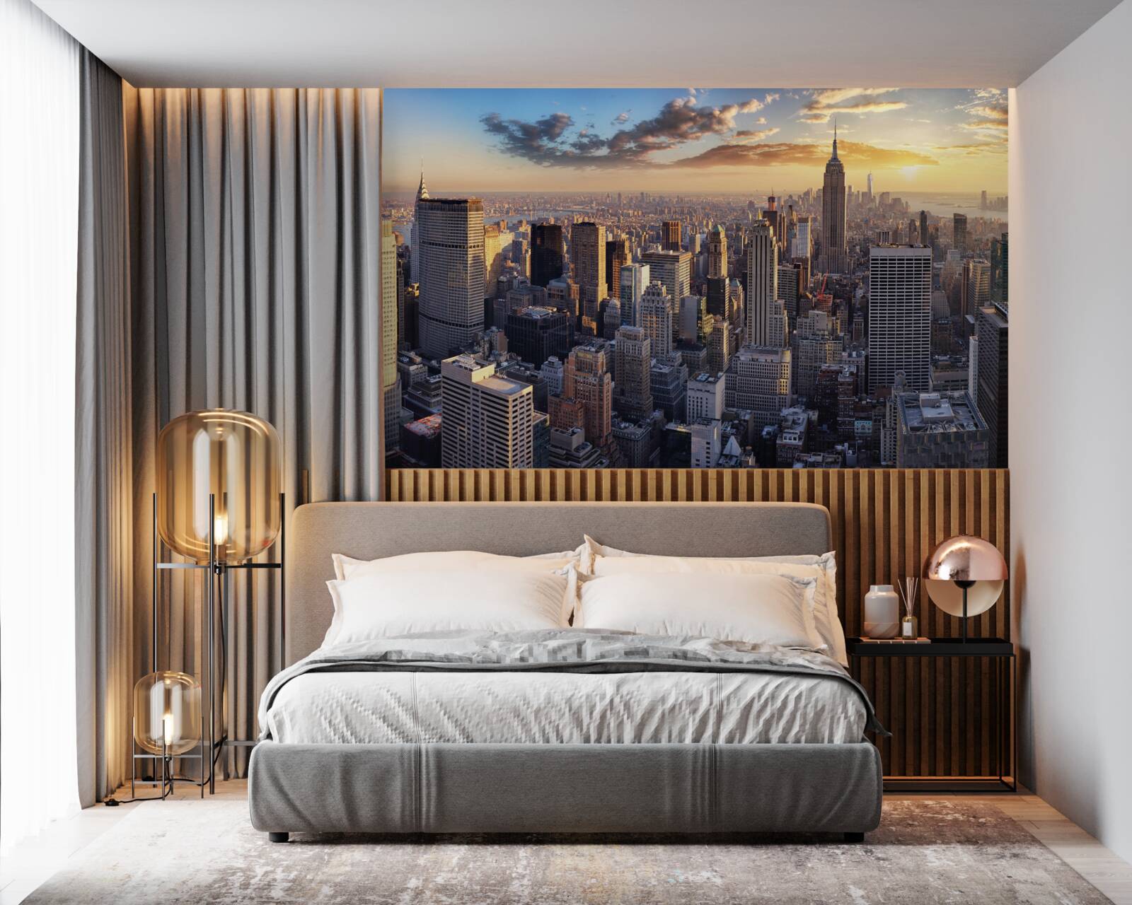 Fototapeten Der Sonnenuntergang wird von New York beleuchtet