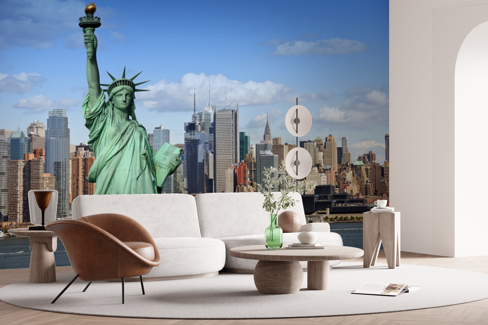 Fototapeten Freiheitsstatue im Hintergrund von New York