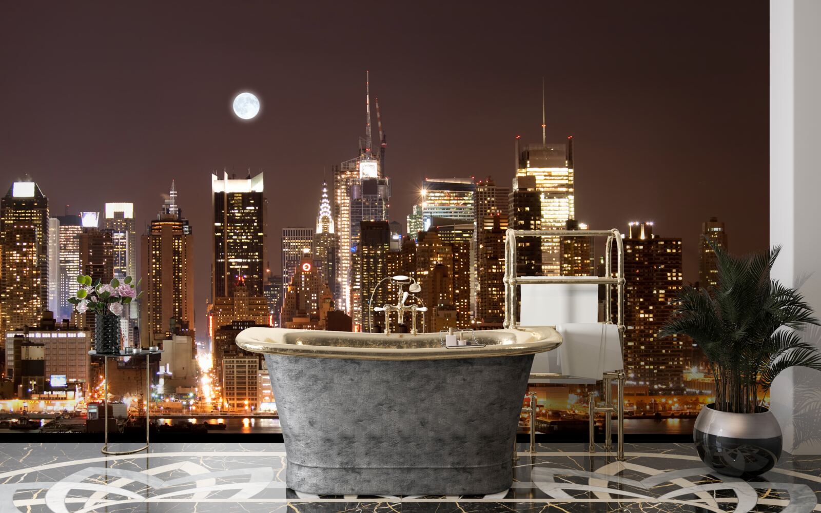 Fototapeten Ein wunderbarer Panoramablick auf Manhattan in der Nacht