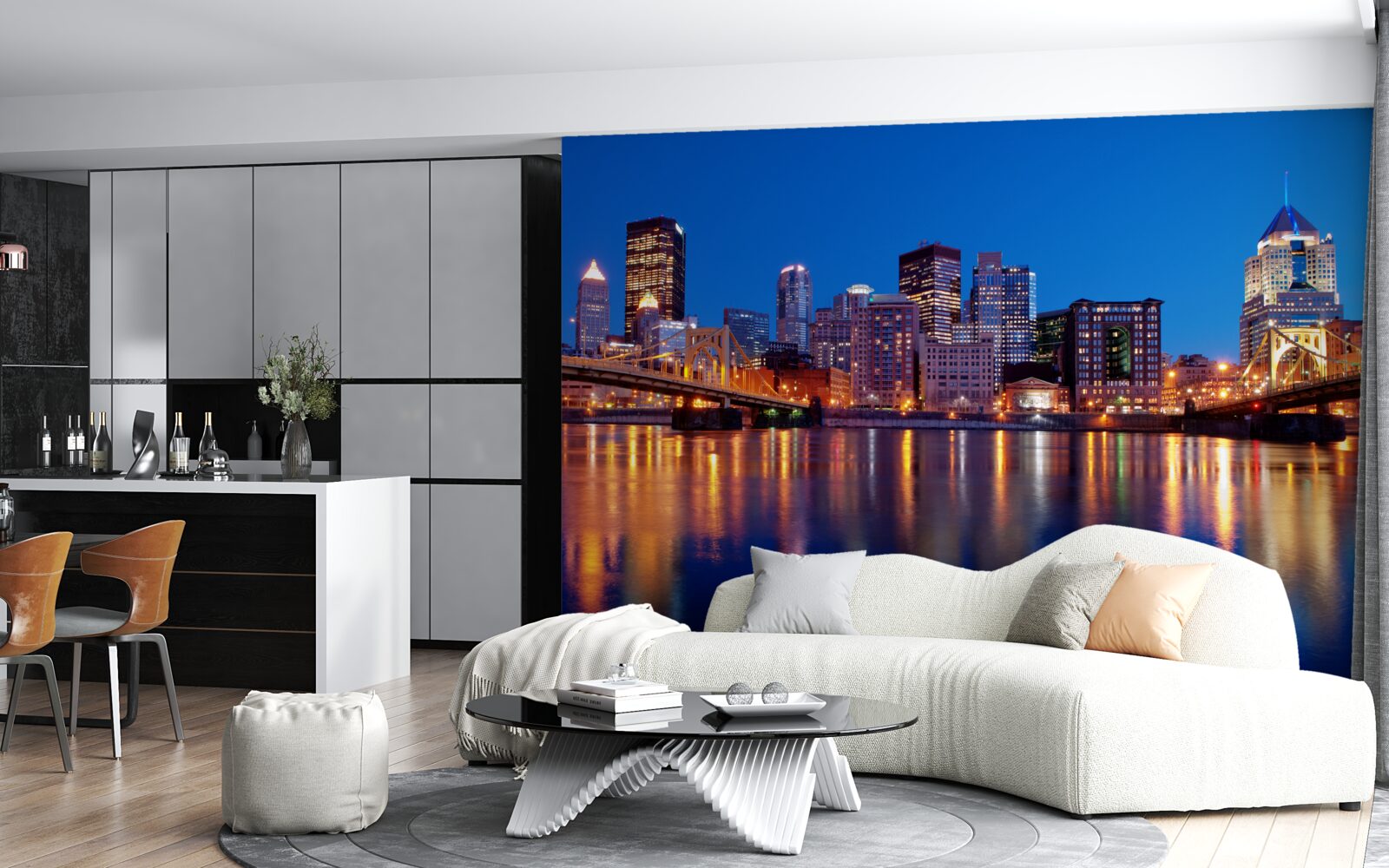 Fototapeten Panorama von New York in der Nacht
