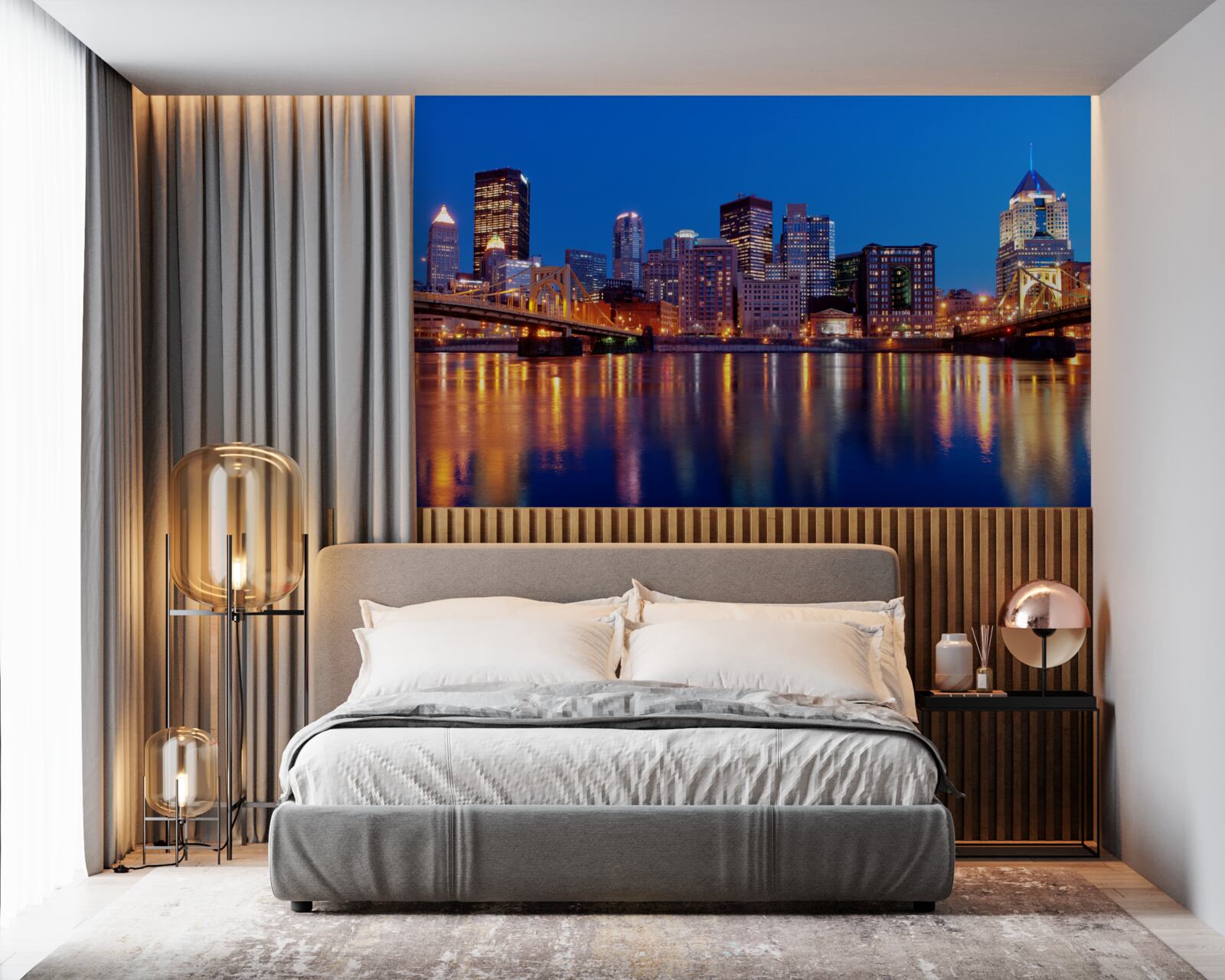 Fototapeten Panorama von New York in der Nacht