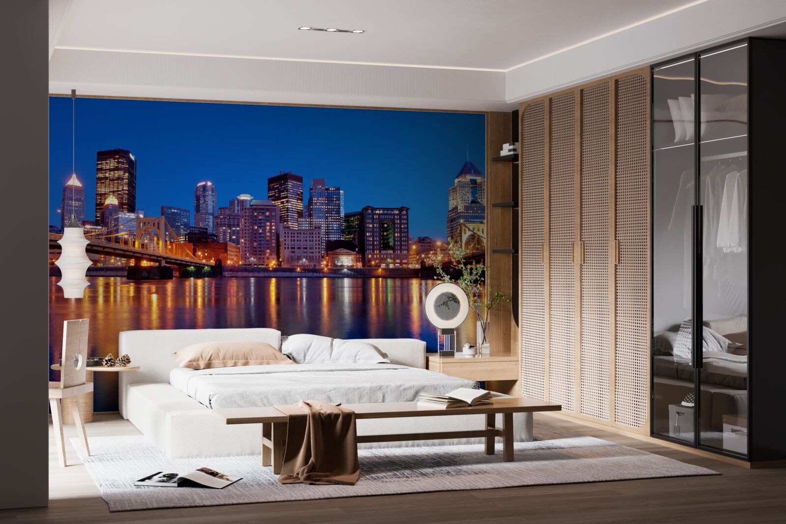 Fototapeten Panorama von New York in der Nacht
