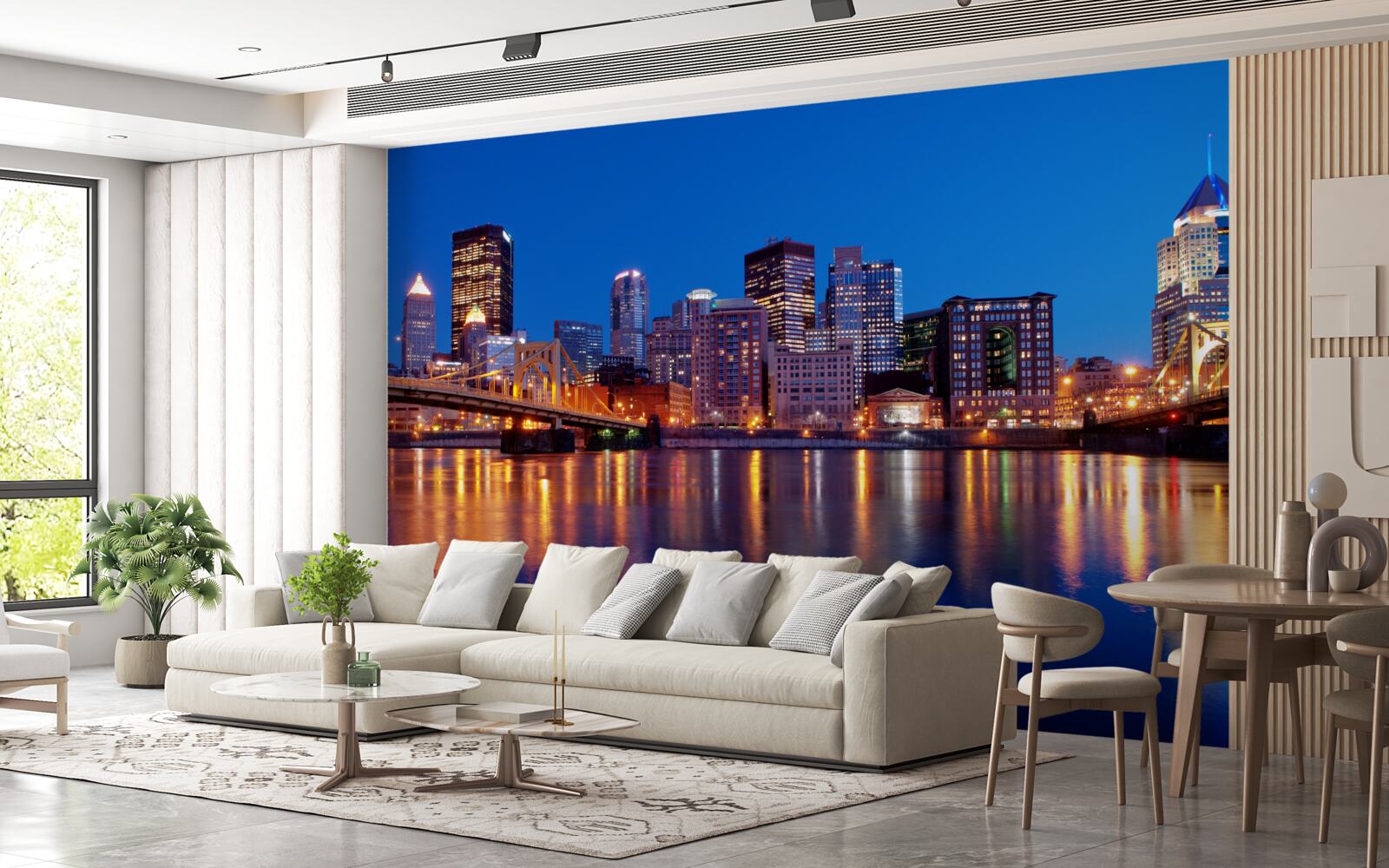 Fototapeten Panorama von New York in der Nacht
