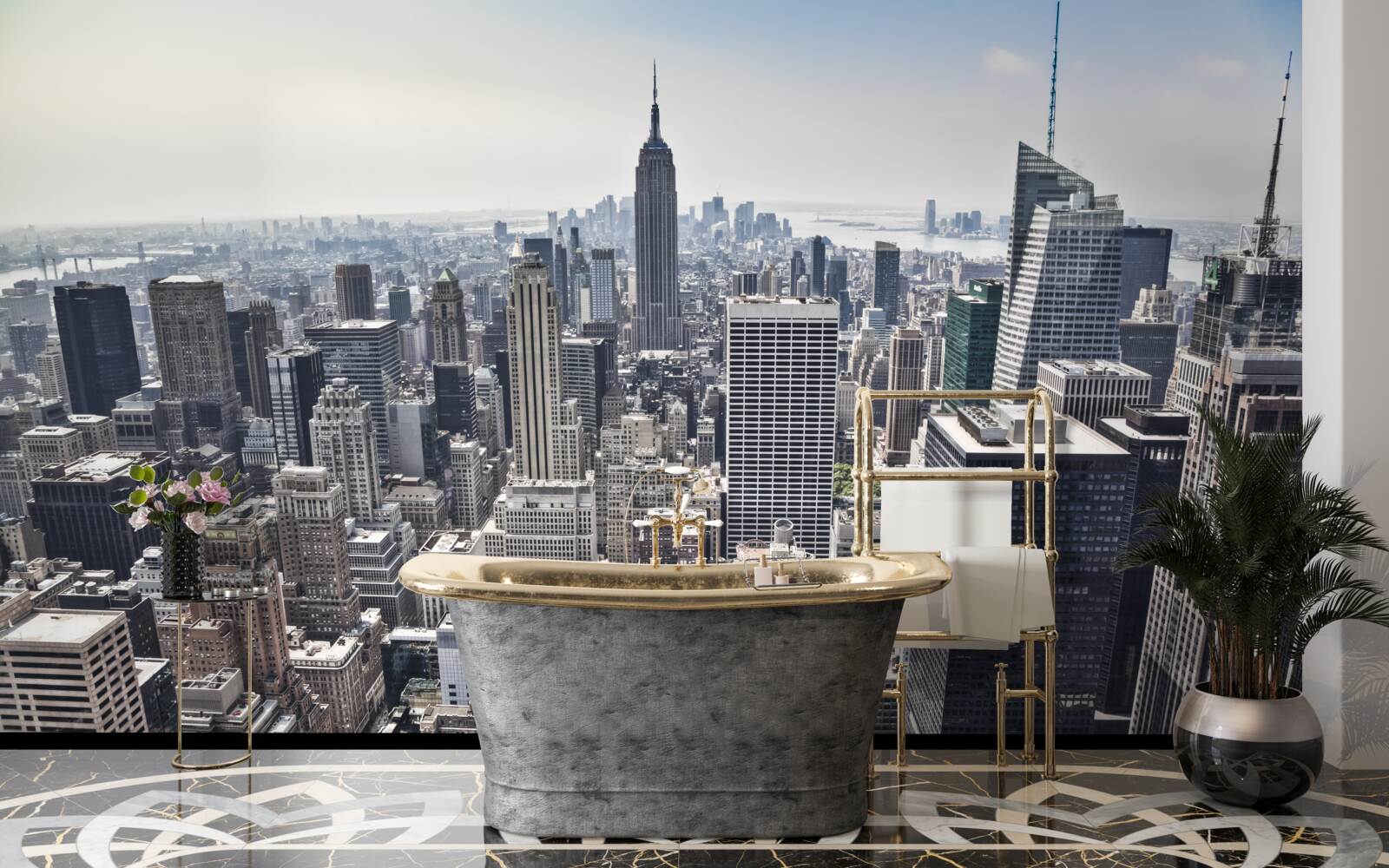 Fototapeten Blick auf die Stadt aus einer Höhe, die mit einem Vogelflug vergleichbar ist
