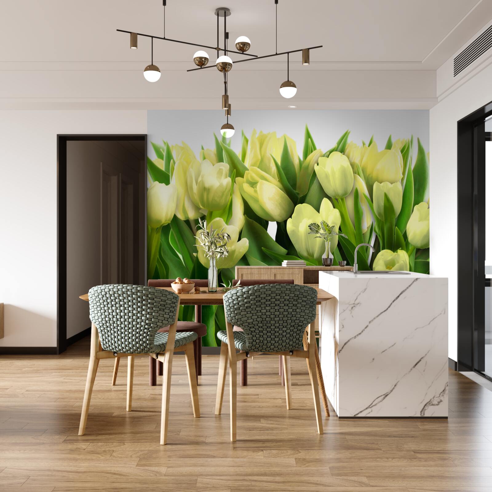 Fototapeten Tulpen sind hellgelb