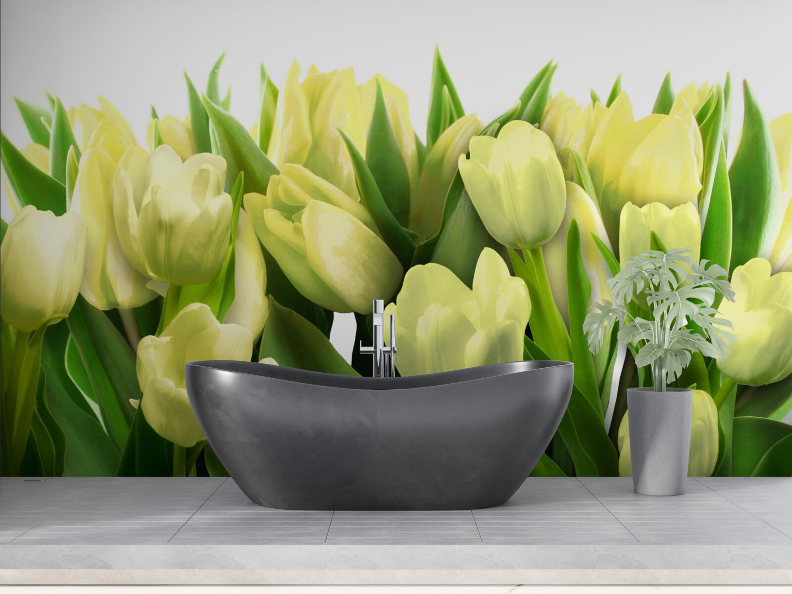 Fototapeten Tulpen sind hellgelb