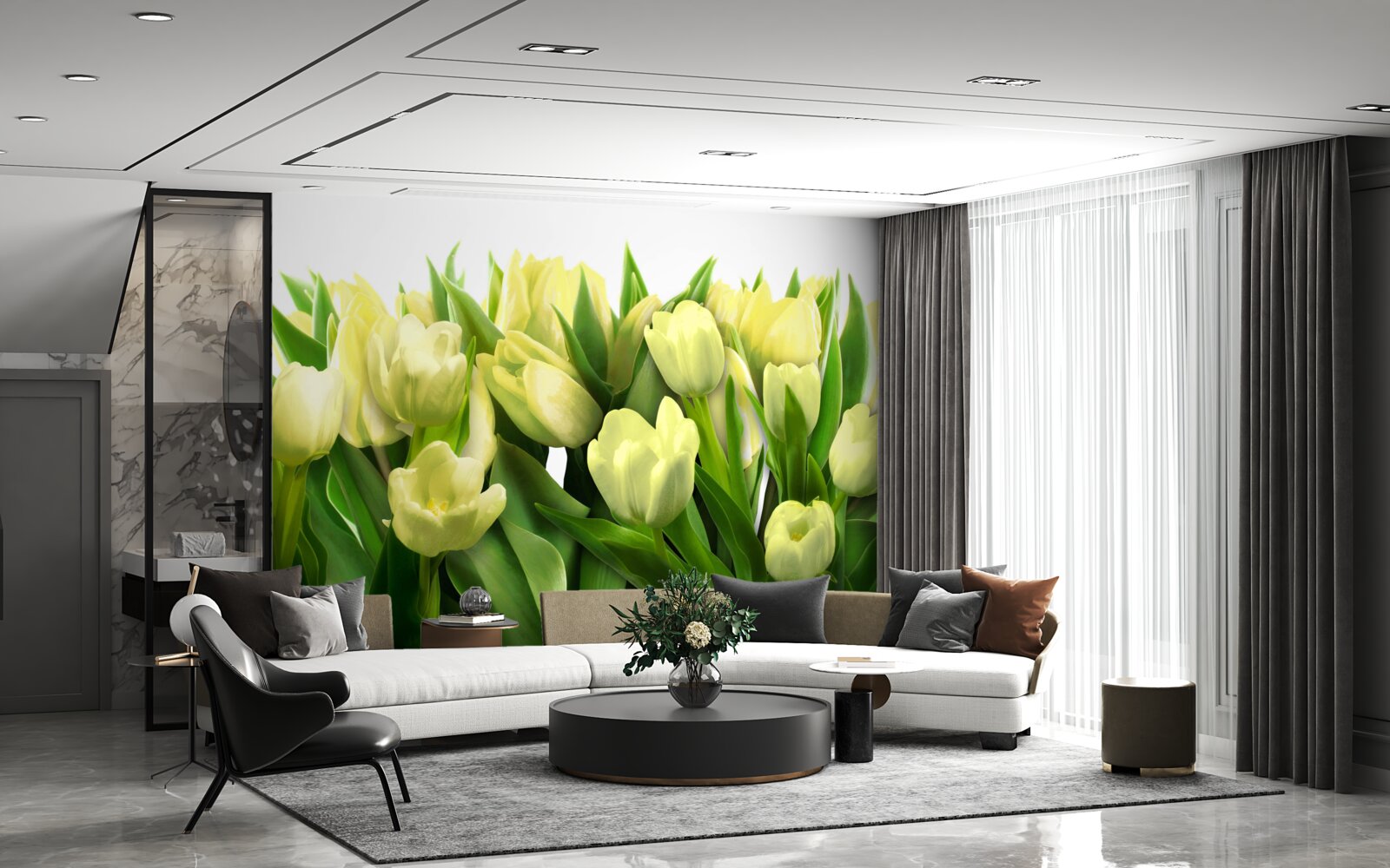 Fototapeten Tulpen sind hellgelb