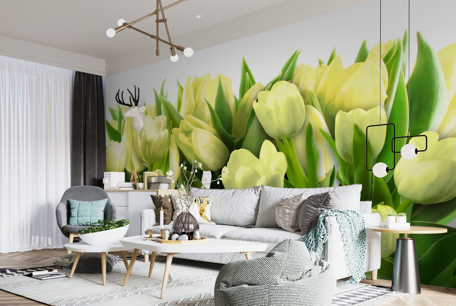 Fototapeten Tulpen sind hellgelb