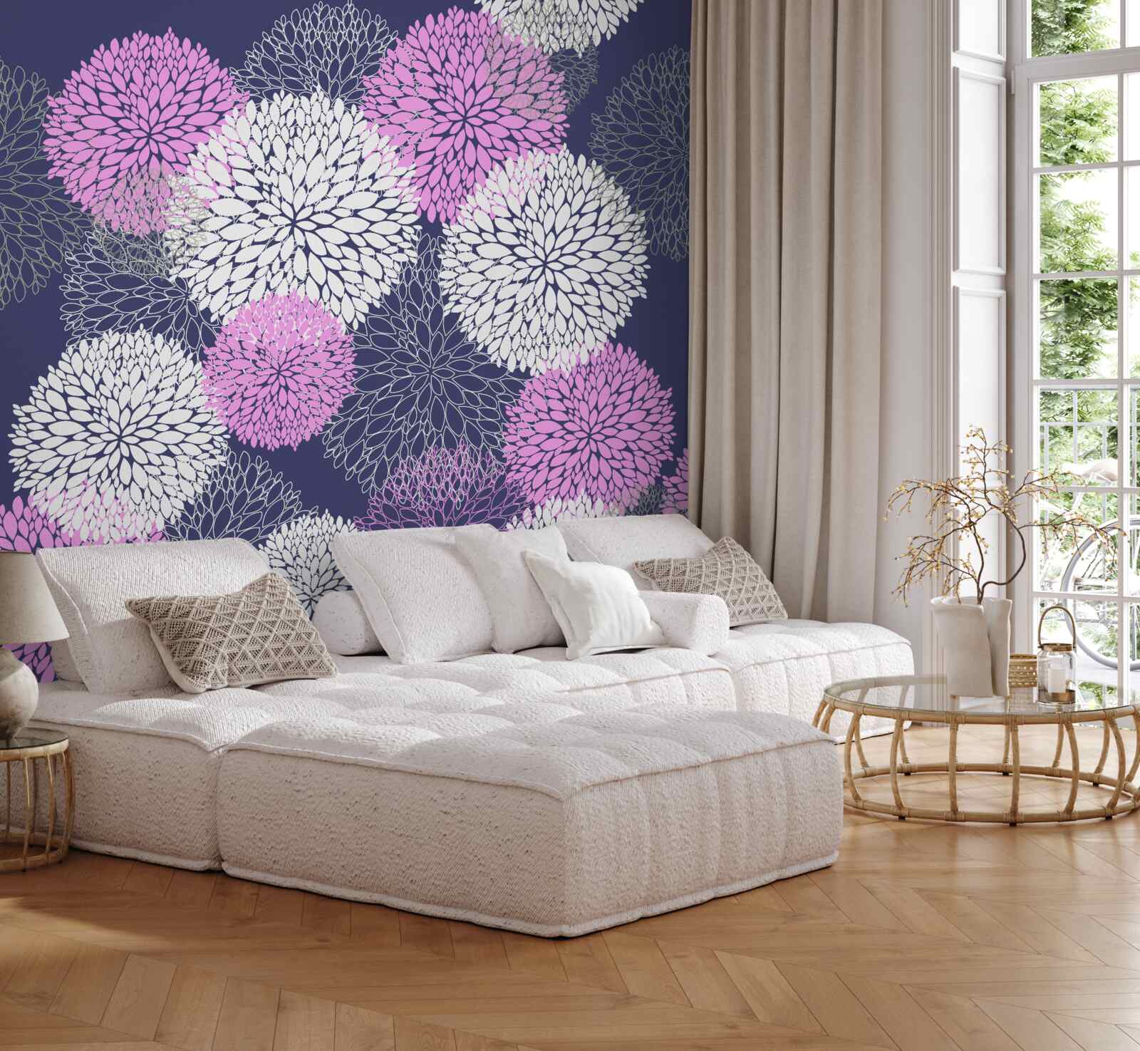 Fototapeten Rosa und weiße Anemonen