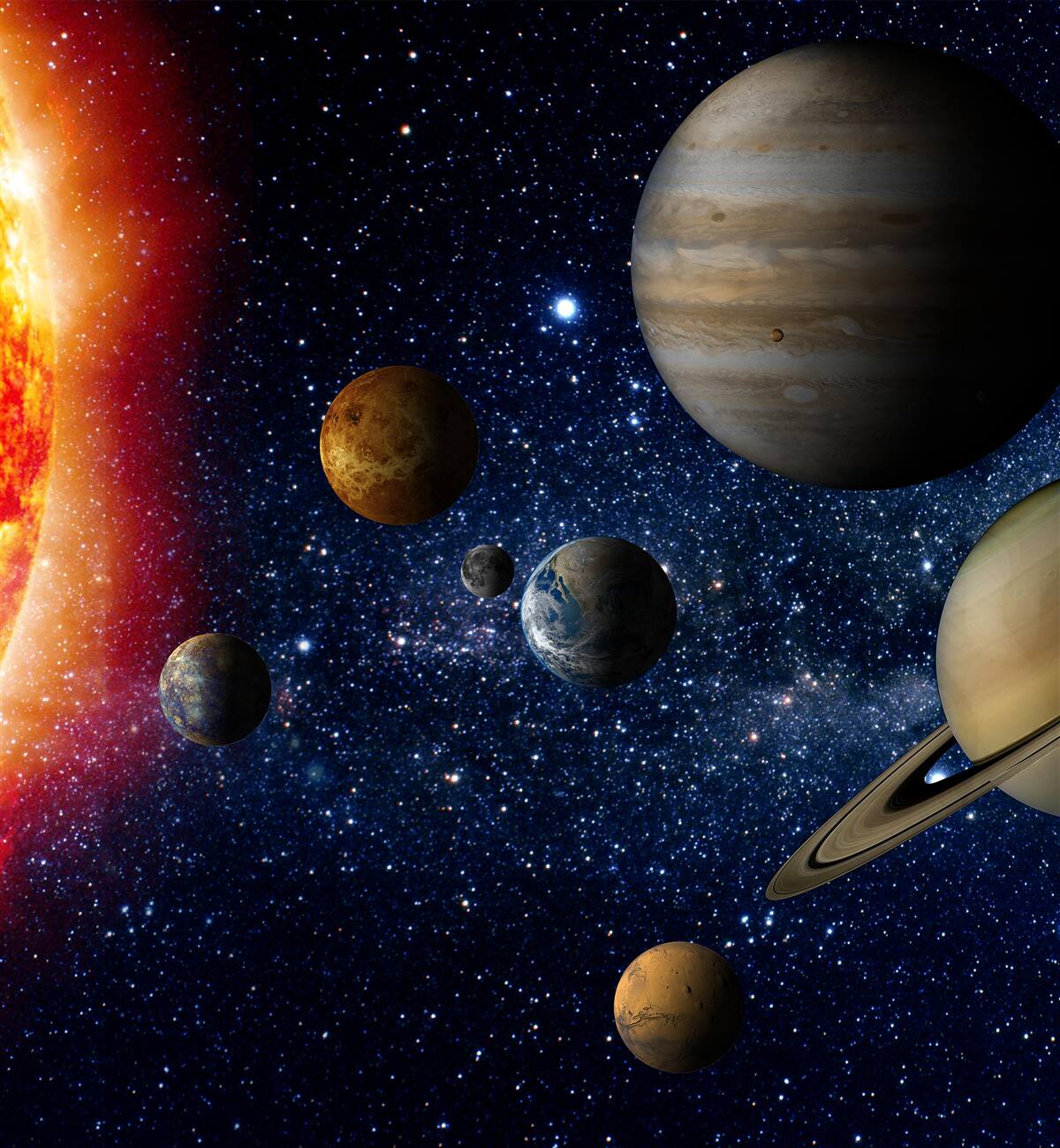 Fototapeten Prozessive Bewegung der Planeten um die Sonne