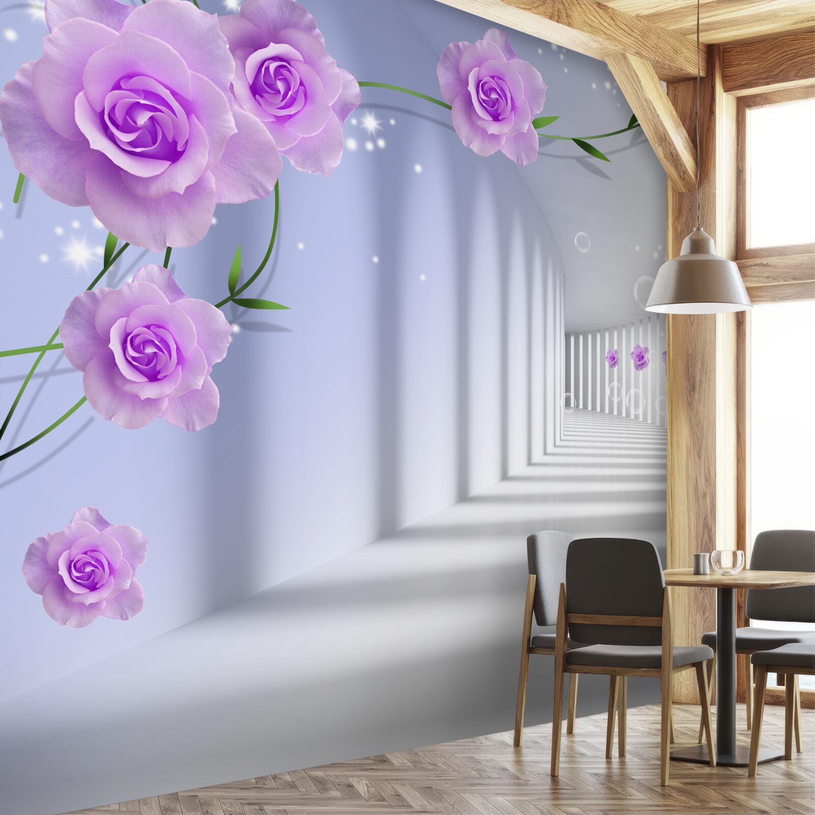 Fototapeten Violet Tea Rose auf Zweigen