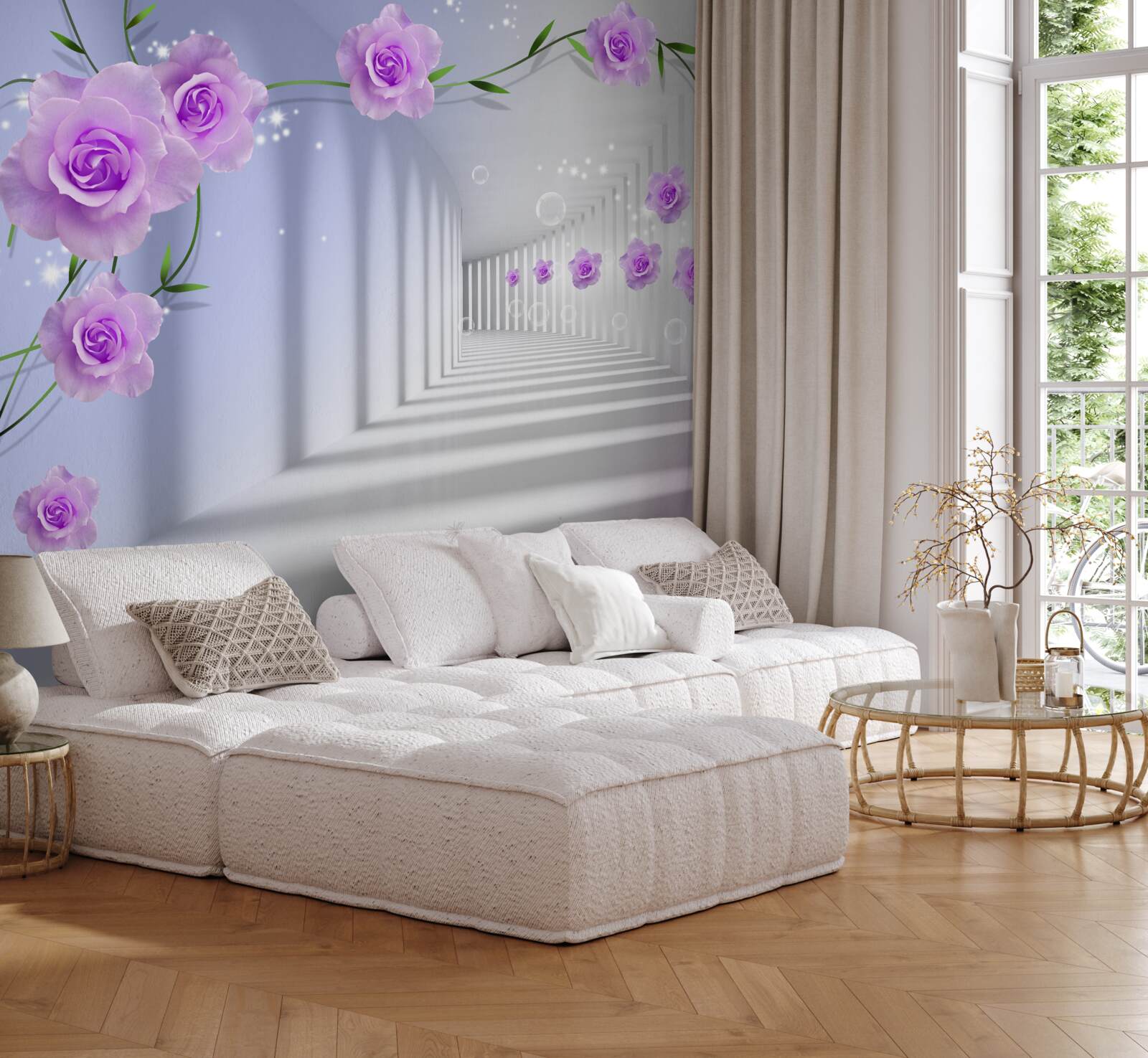 Fototapeten Violet Tea Rose auf Zweigen