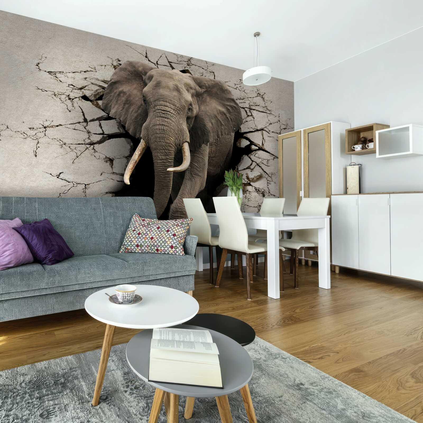 Fototapeten Der Elefant durchläuft ein Hindernis