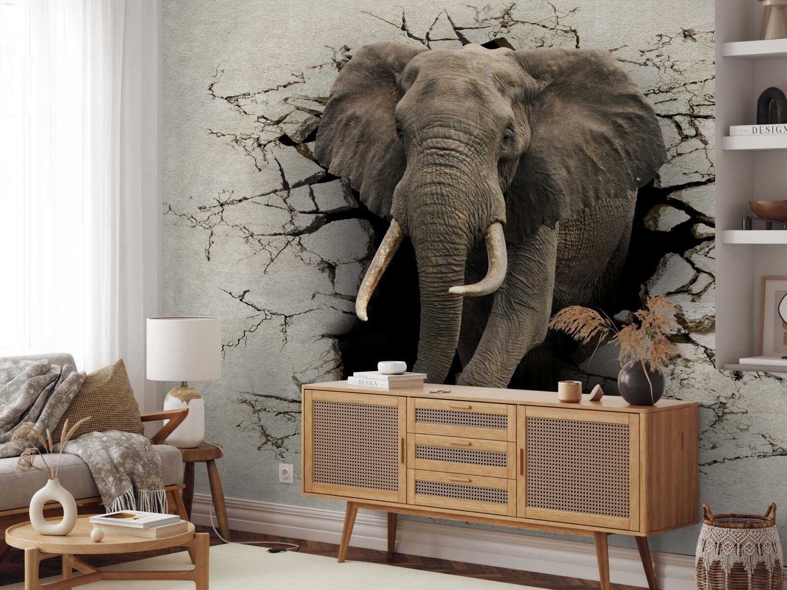 Fototapeten Der Elefant durchläuft ein Hindernis