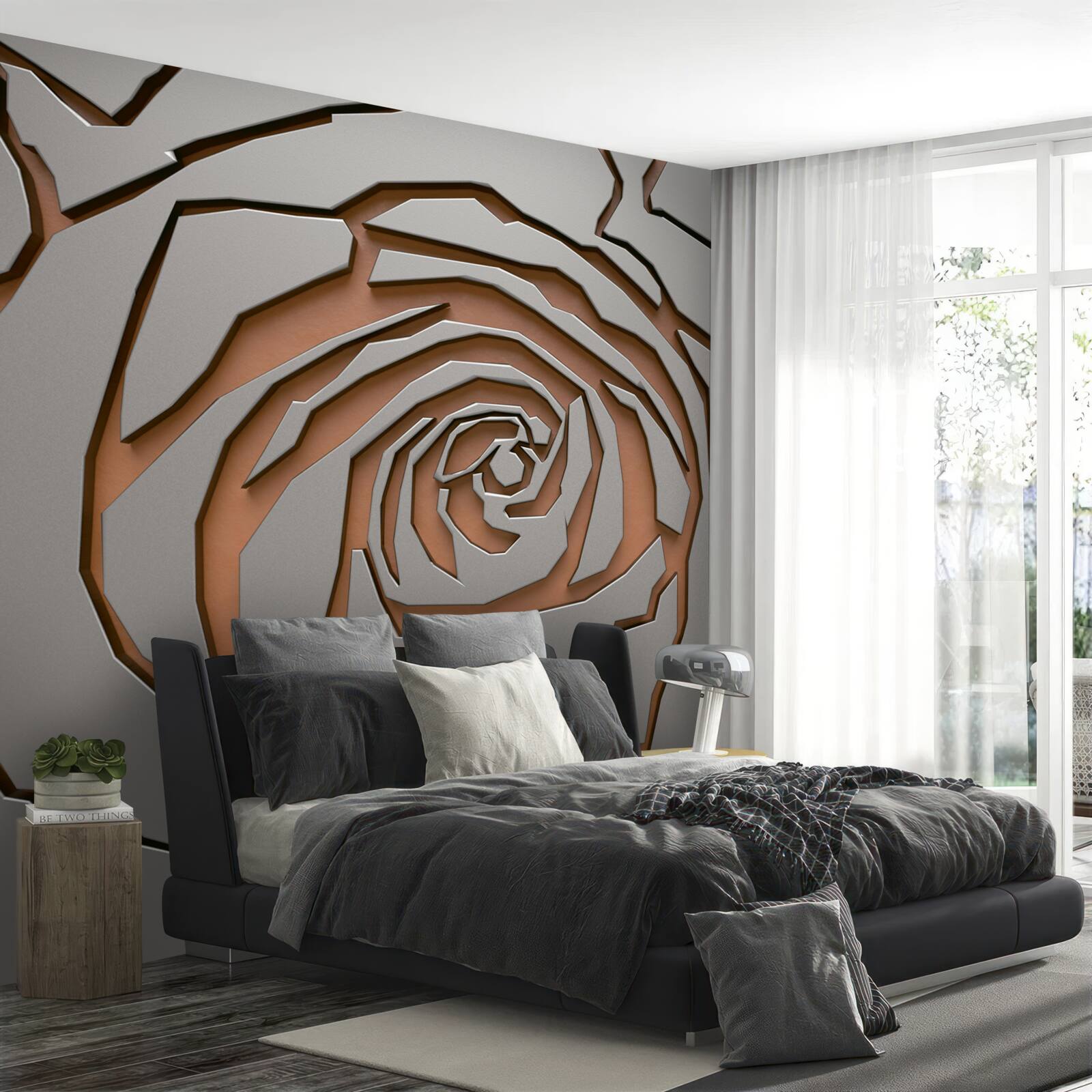 Fototapeten Graue Rose aus Stahl