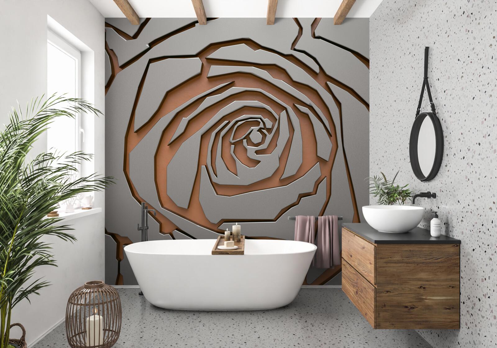 Fototapeten Graue Rose aus Stahl