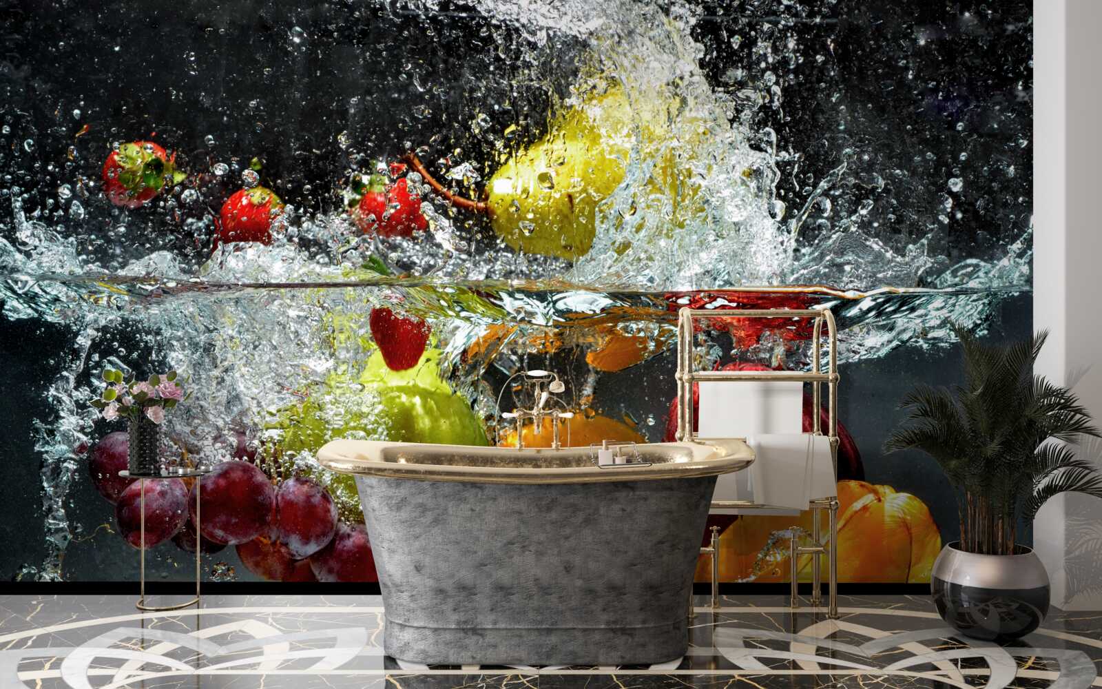 Fototapeten Wasser mit Obst
