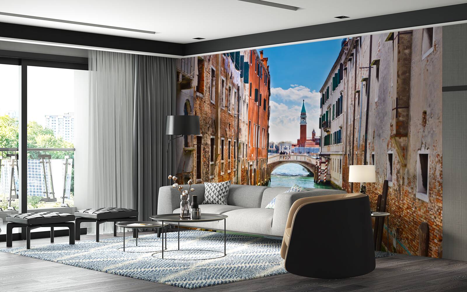 Fototapeten Venezianische Burg aus dem Kanal betrachten