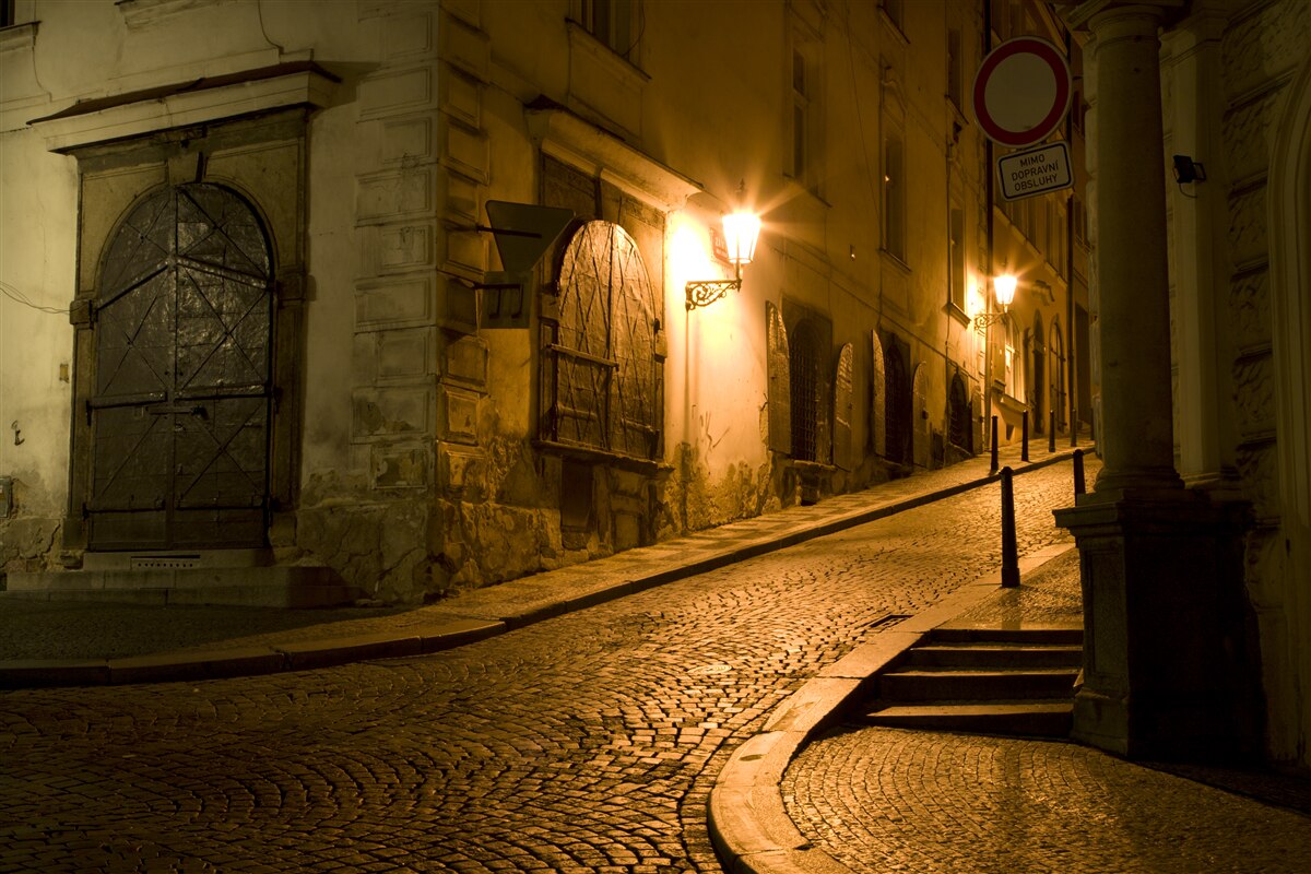 Fototapeten Alte Prag unter dem Cover der Nacht