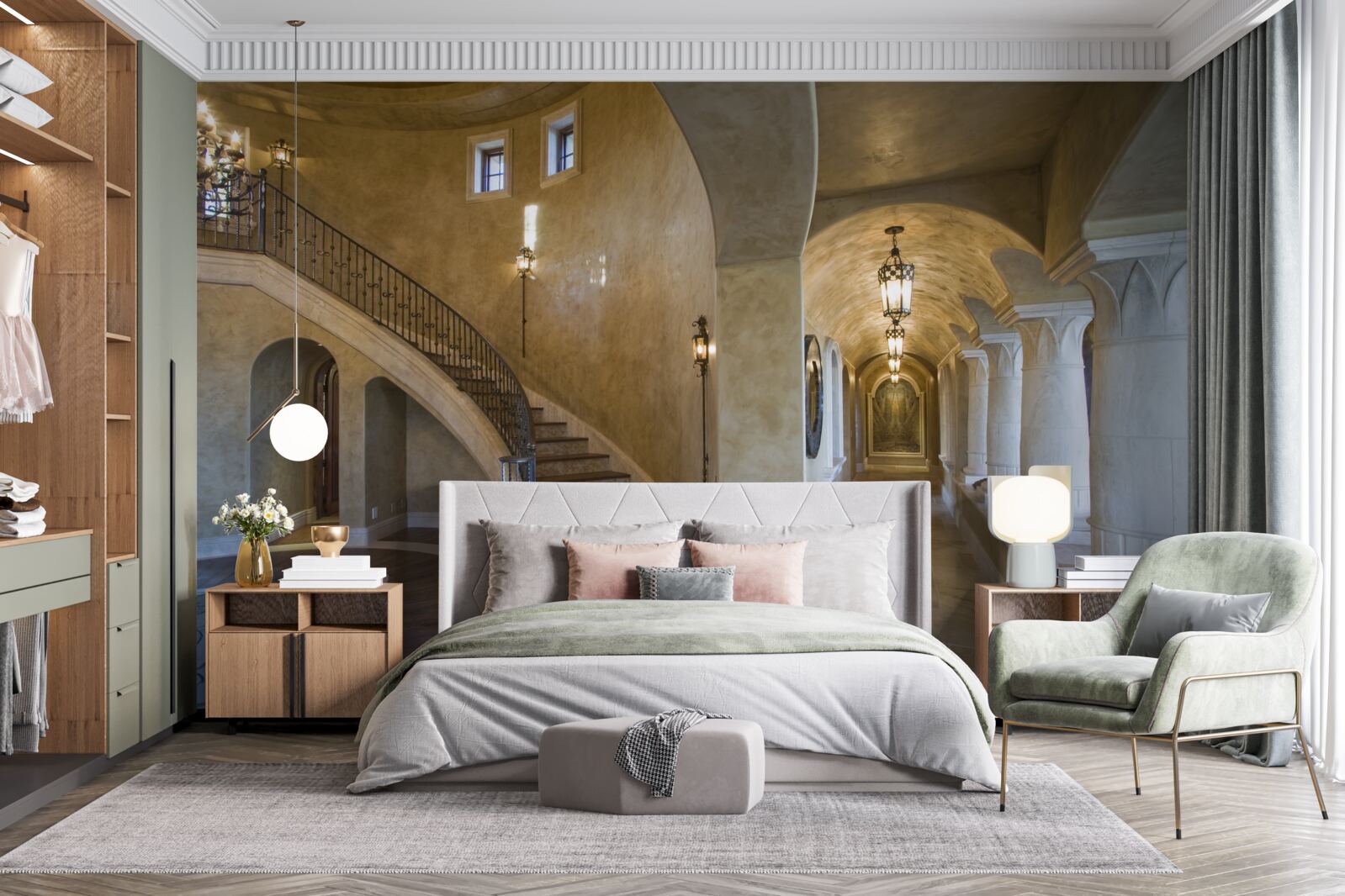 Fototapeten Die Verwendung von Marmor im Wohnungsbauarchitekturdesign