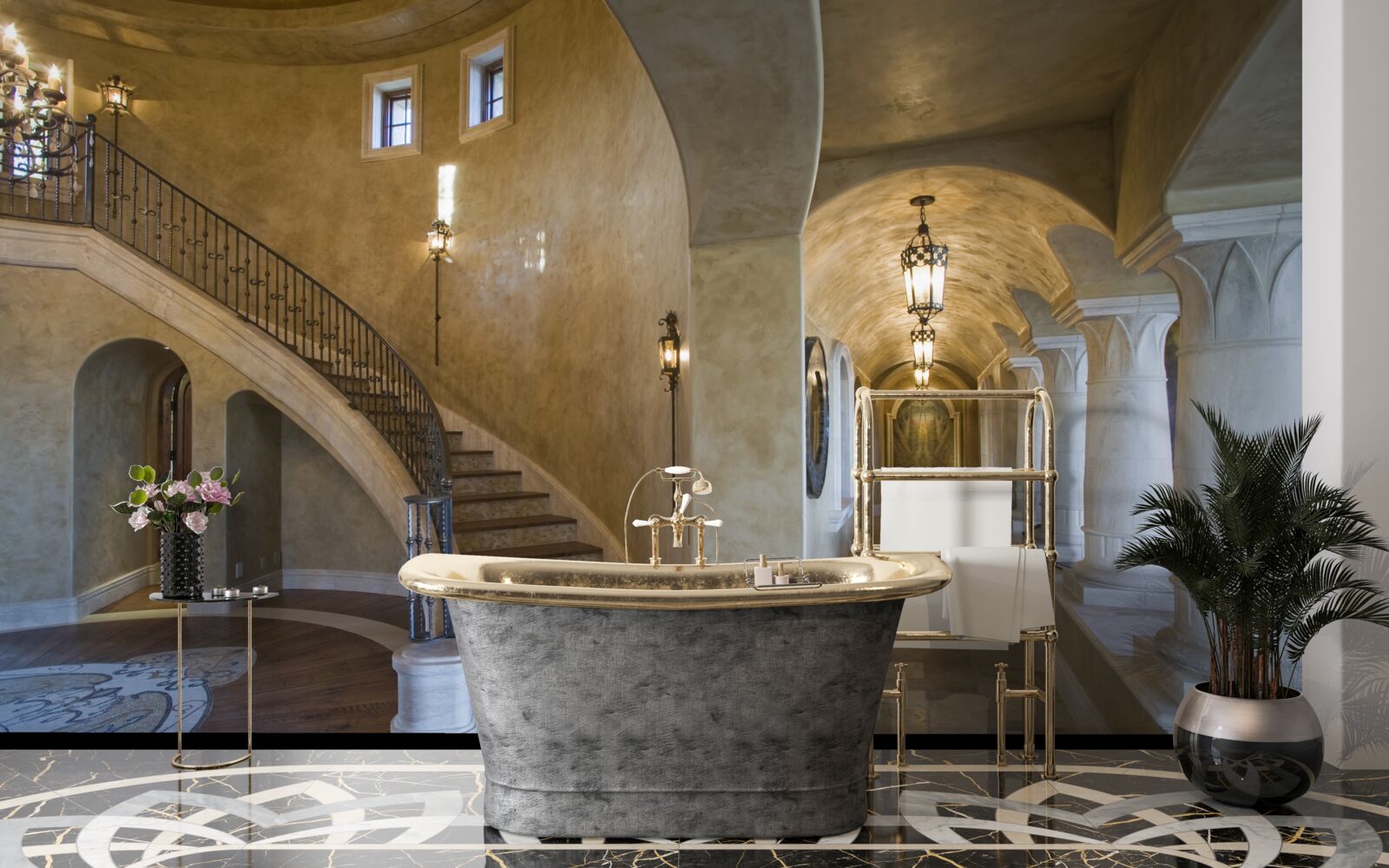 Fototapeten Die Verwendung von Marmor im Wohnungsbauarchitekturdesign