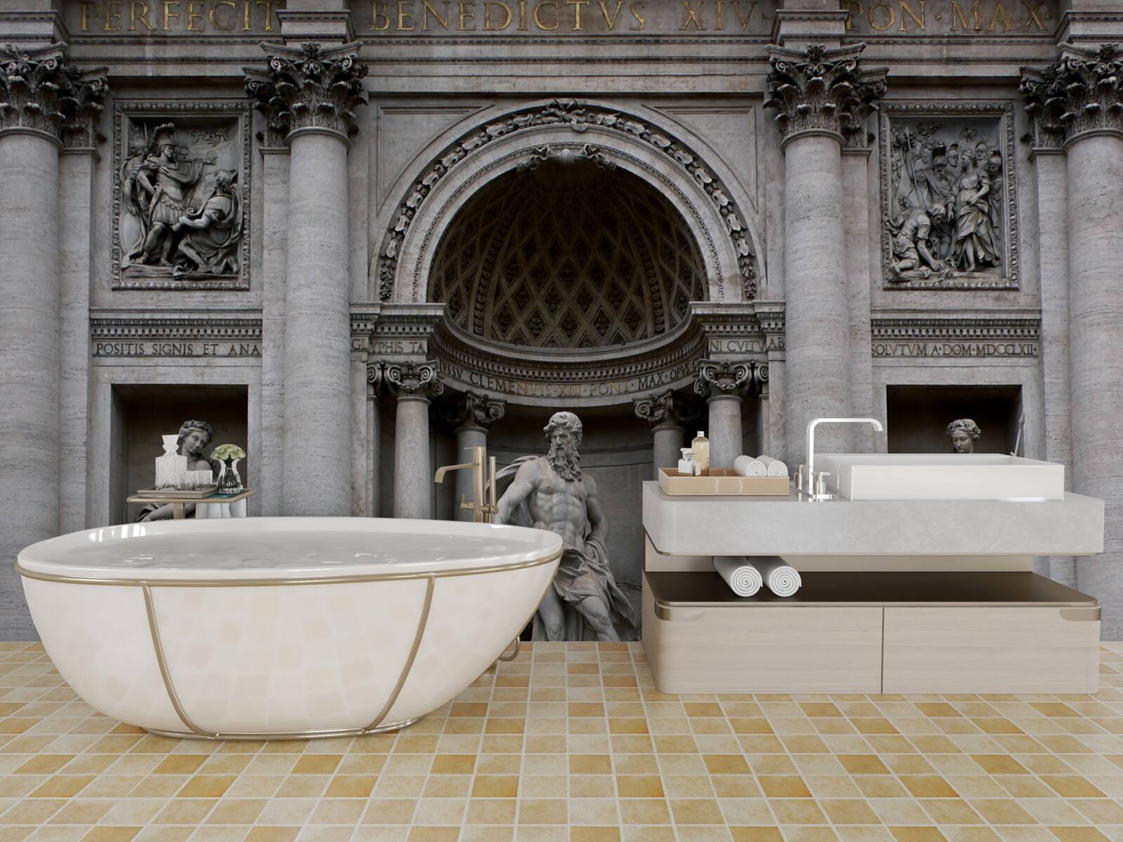 Fototapeten Statuen mit Treves Fountain