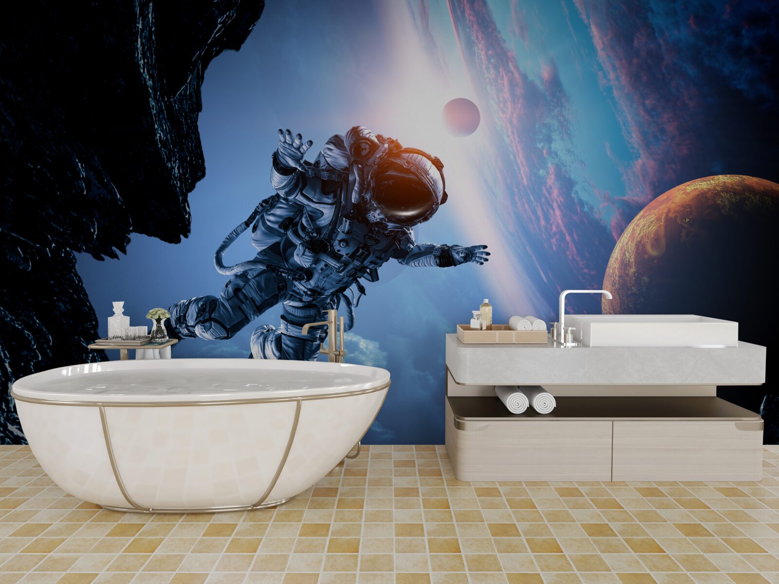 Fototapeten Astronaut im Universum