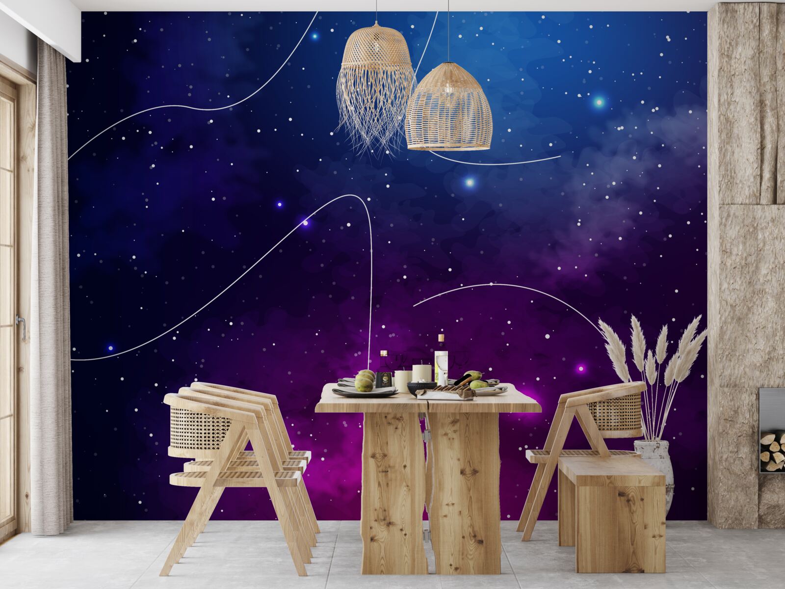 Fototapeten Die Nacht ist in kosmischer Dunkelheit