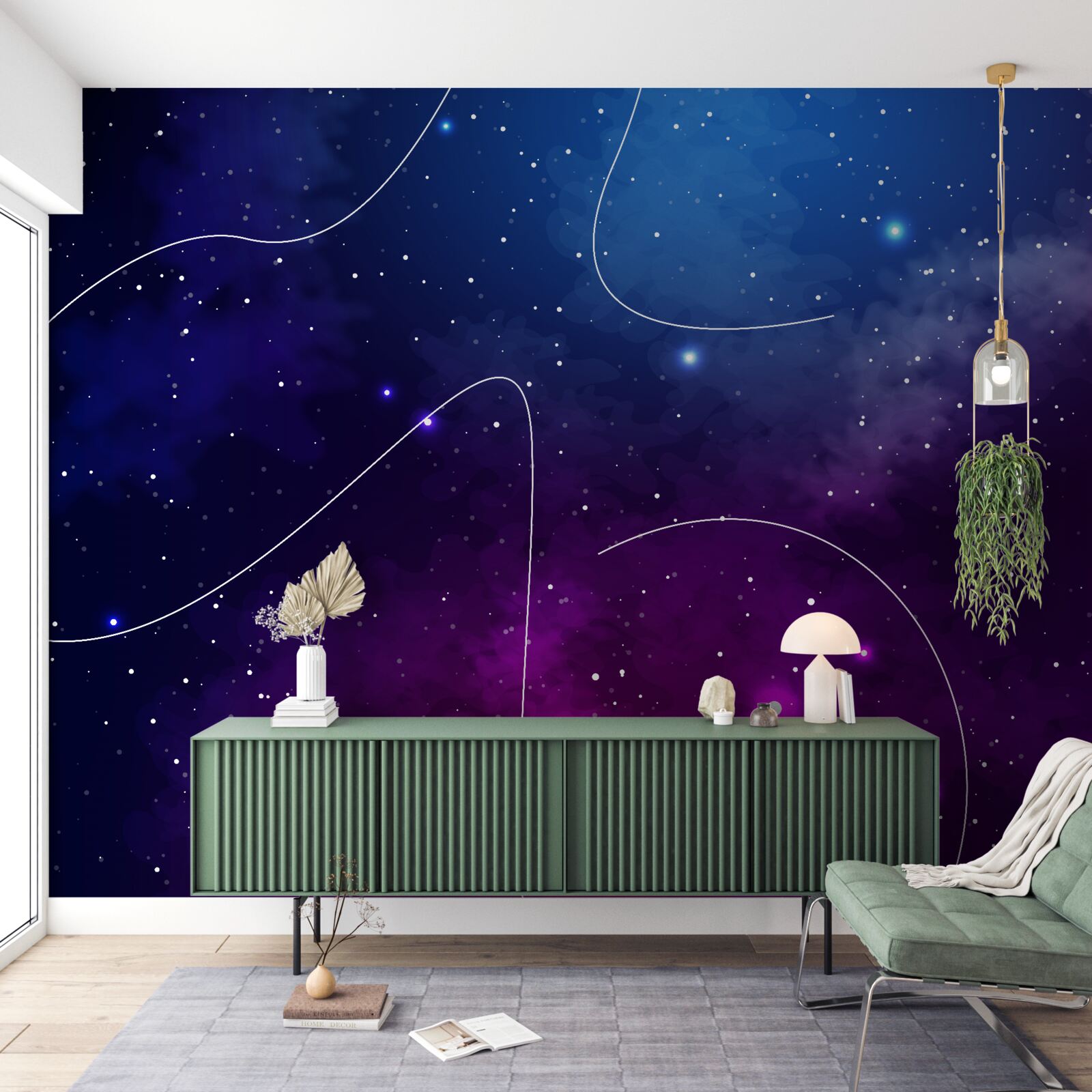 Fototapeten Die Nacht ist in kosmischer Dunkelheit