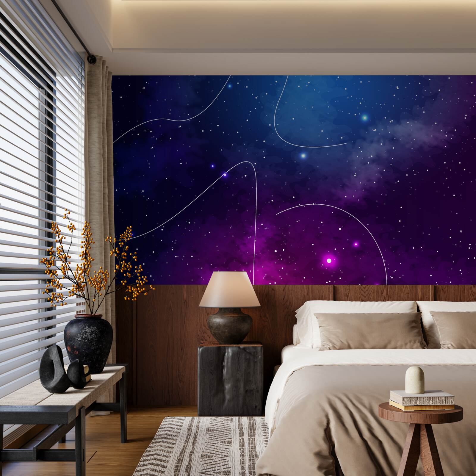 Fototapeten Die Nacht ist in kosmischer Dunkelheit