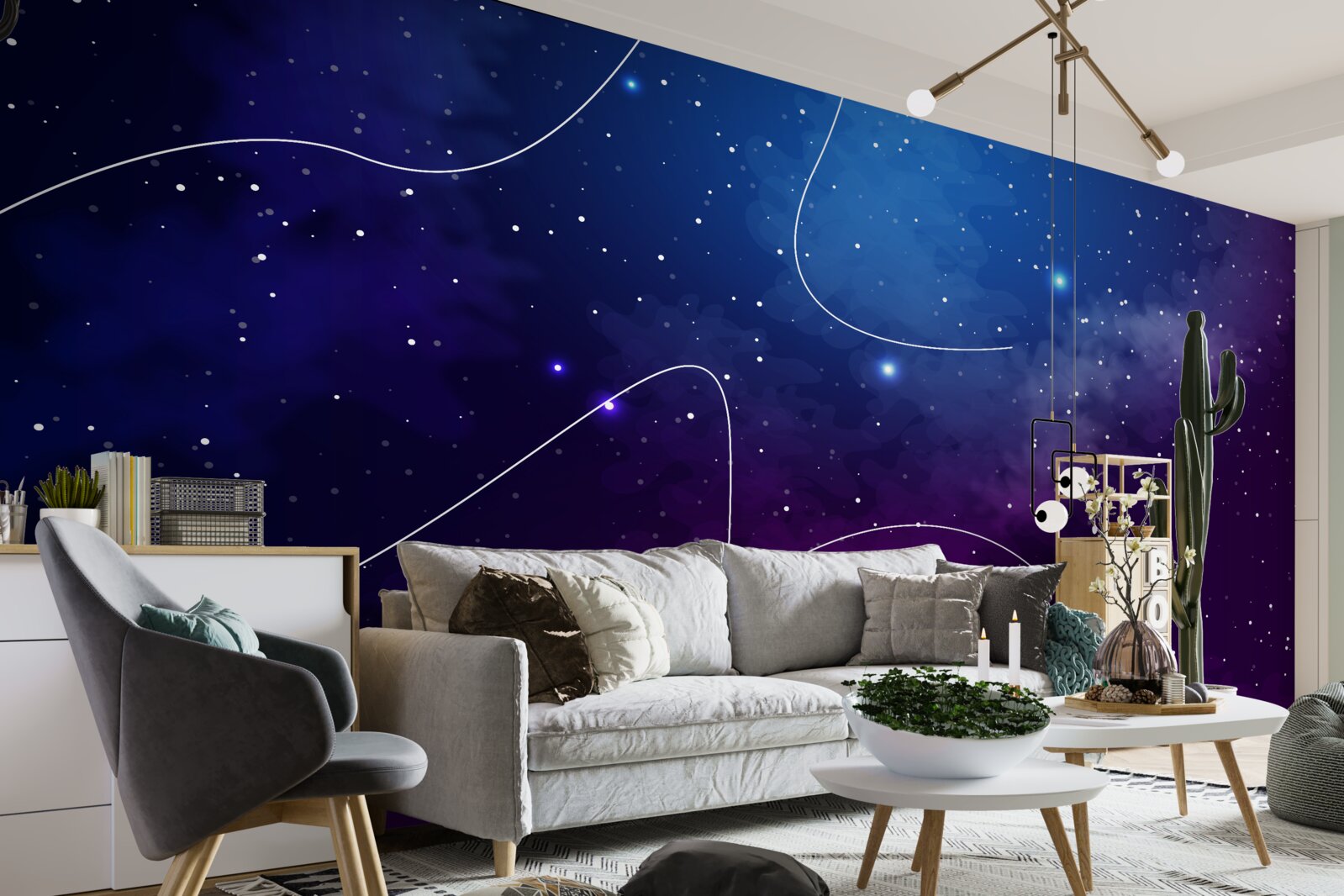 Fototapeten Die Nacht ist in kosmischer Dunkelheit