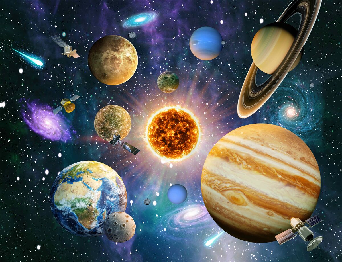 Fototapeten Die Formen und Schatten der Planeten sind vielfältig