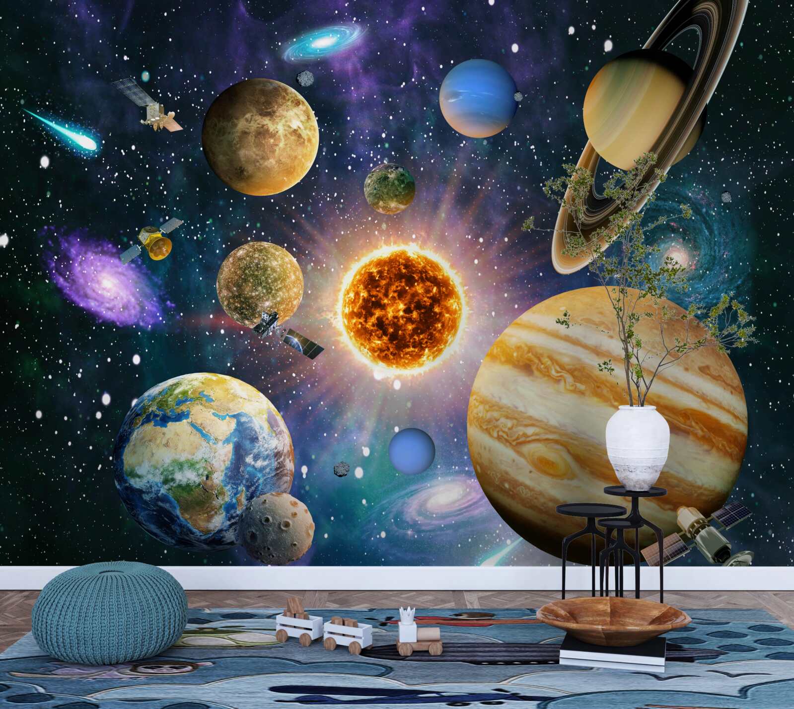 Fototapeten Die Formen und Schatten der Planeten sind vielfältig