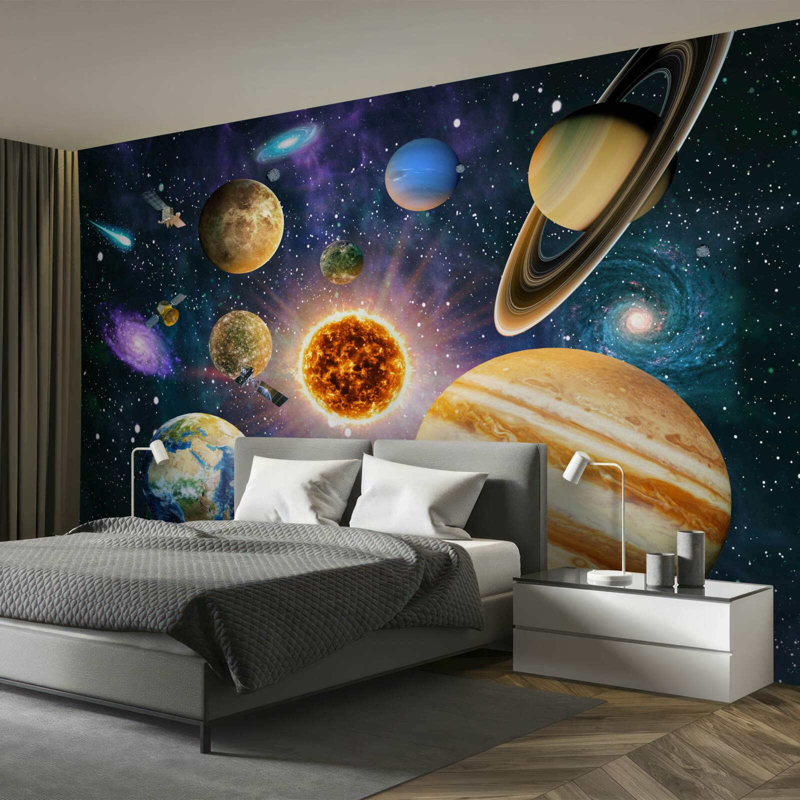 Fototapeten Die Formen und Schatten der Planeten sind vielfältig