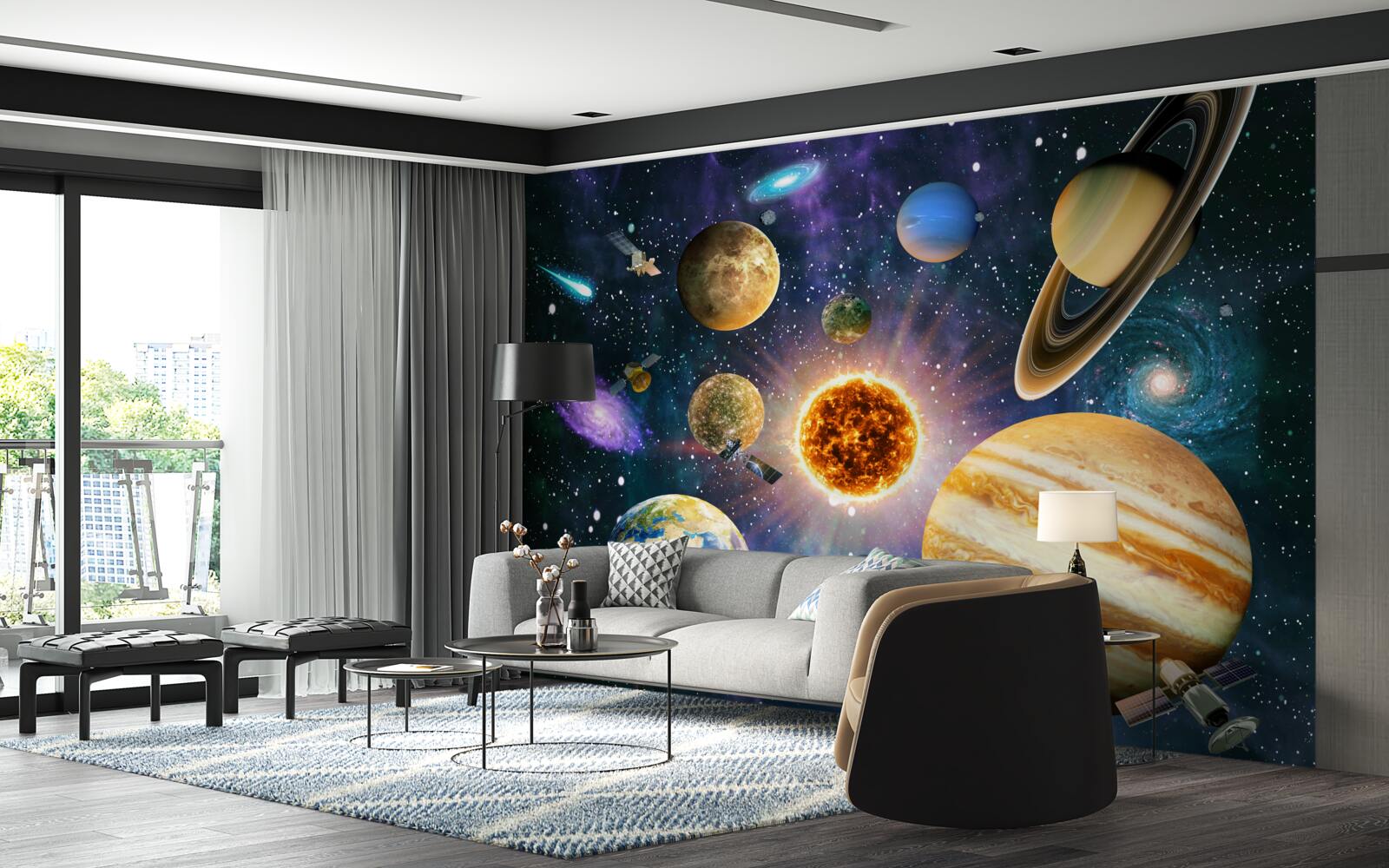 Fototapeten Die Formen und Schatten der Planeten sind vielfältig