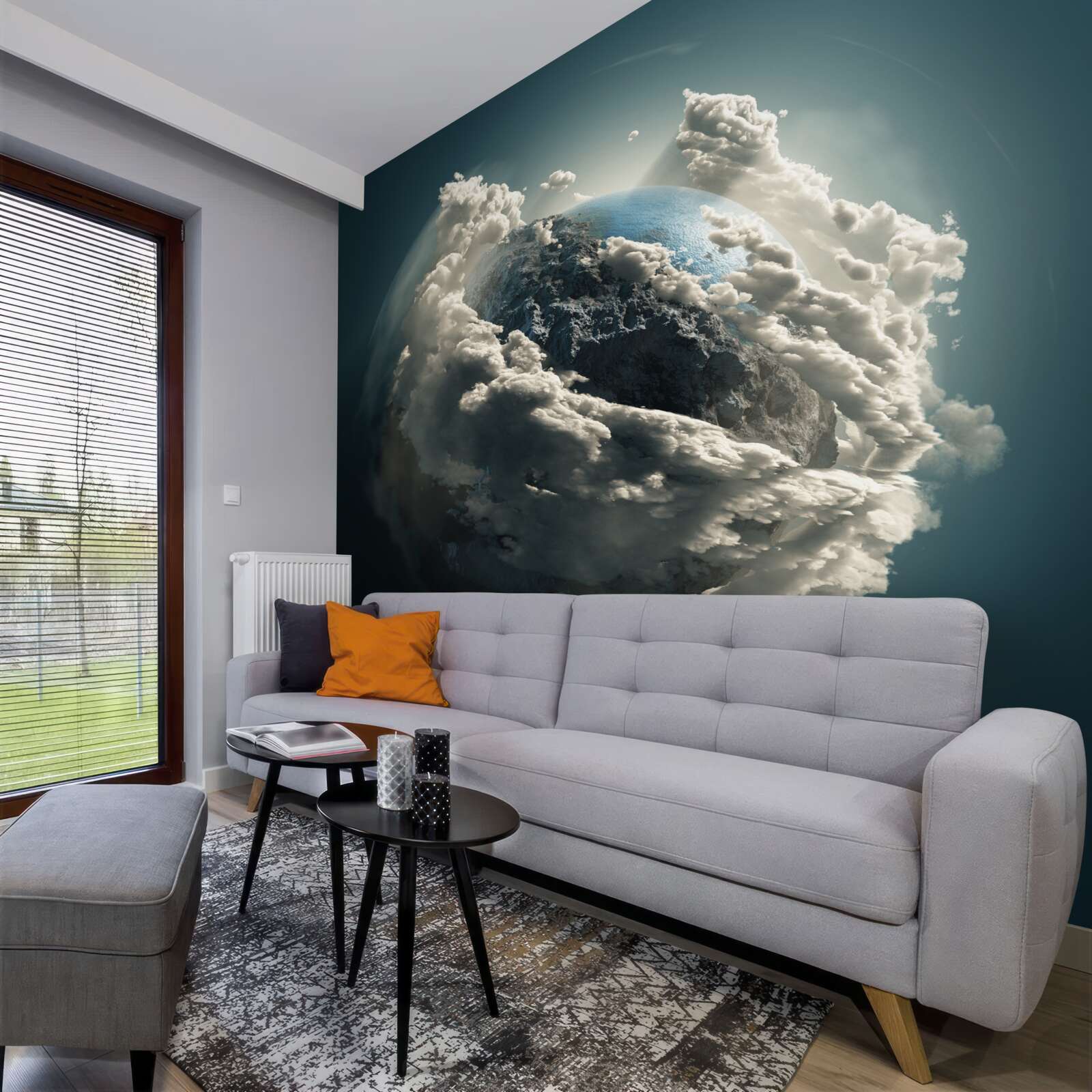 Fototapeten Dicke Wolken trennten sich und enthüllen die Sicht der Erde