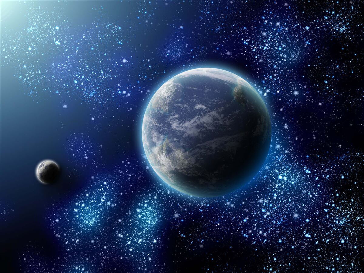 Fototapeten Raum als Hintergrund für den Planeten