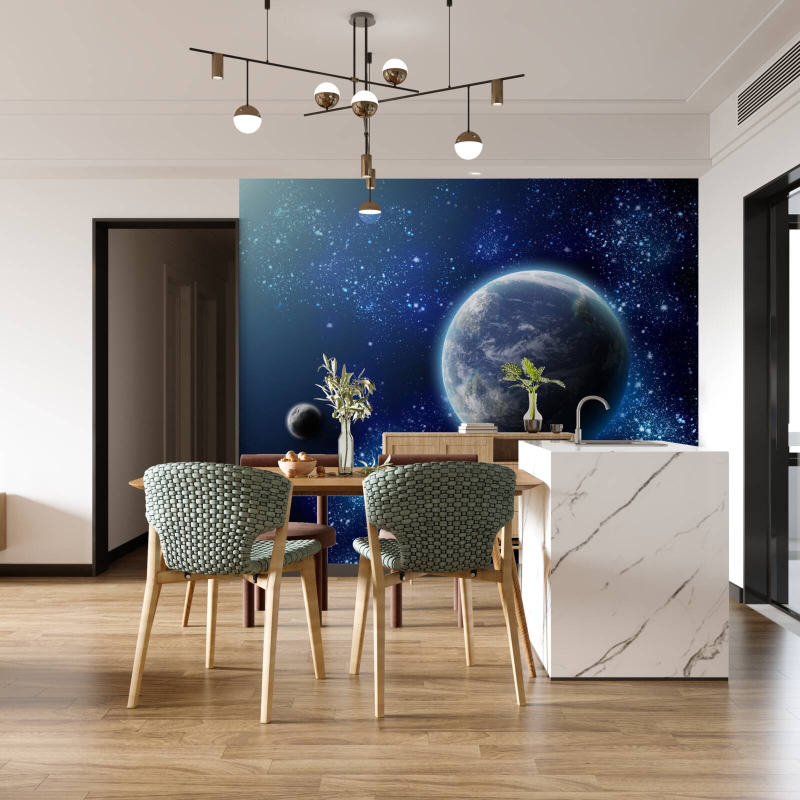 Fototapeten Raum als Hintergrund für den Planeten