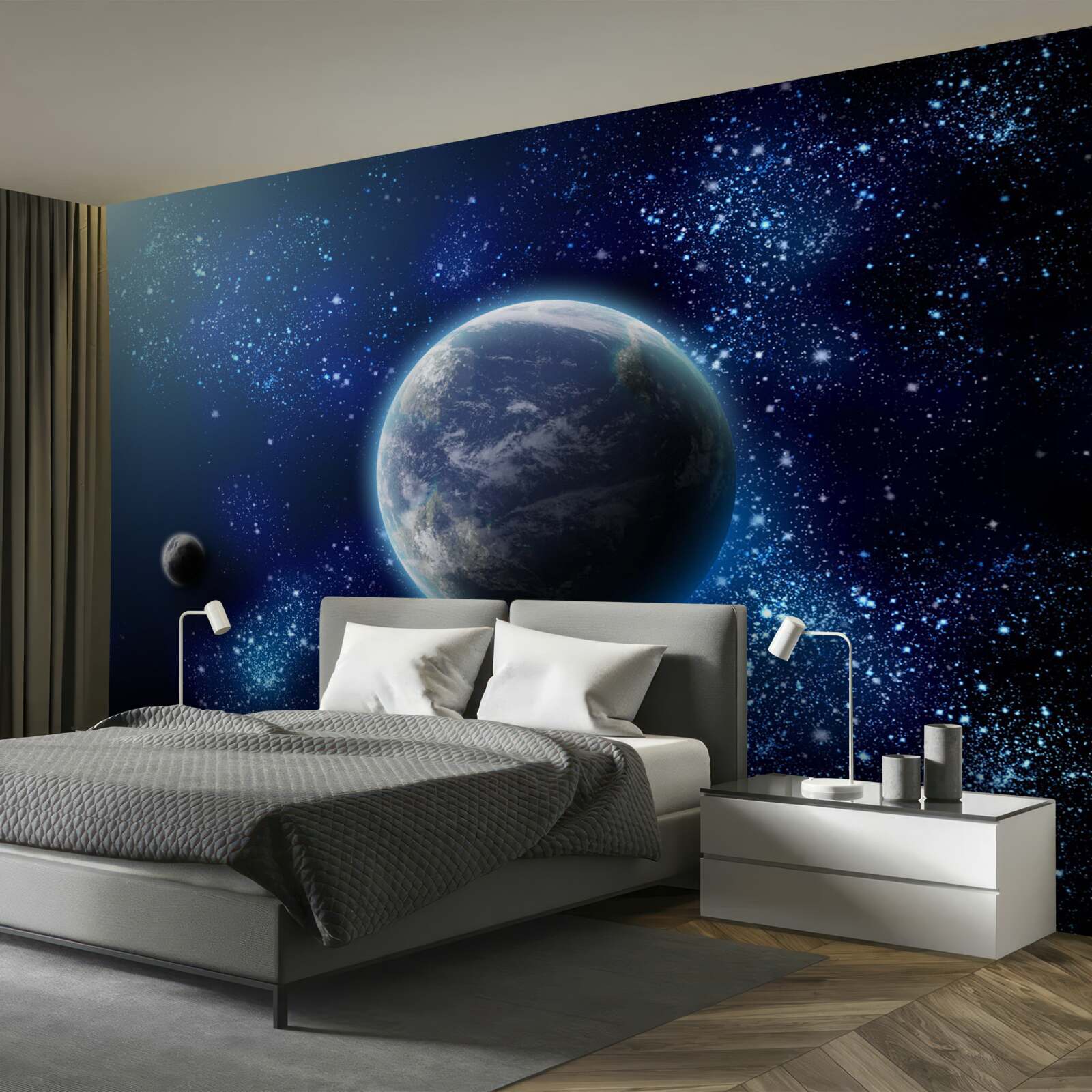 Fototapeten Raum als Hintergrund für den Planeten