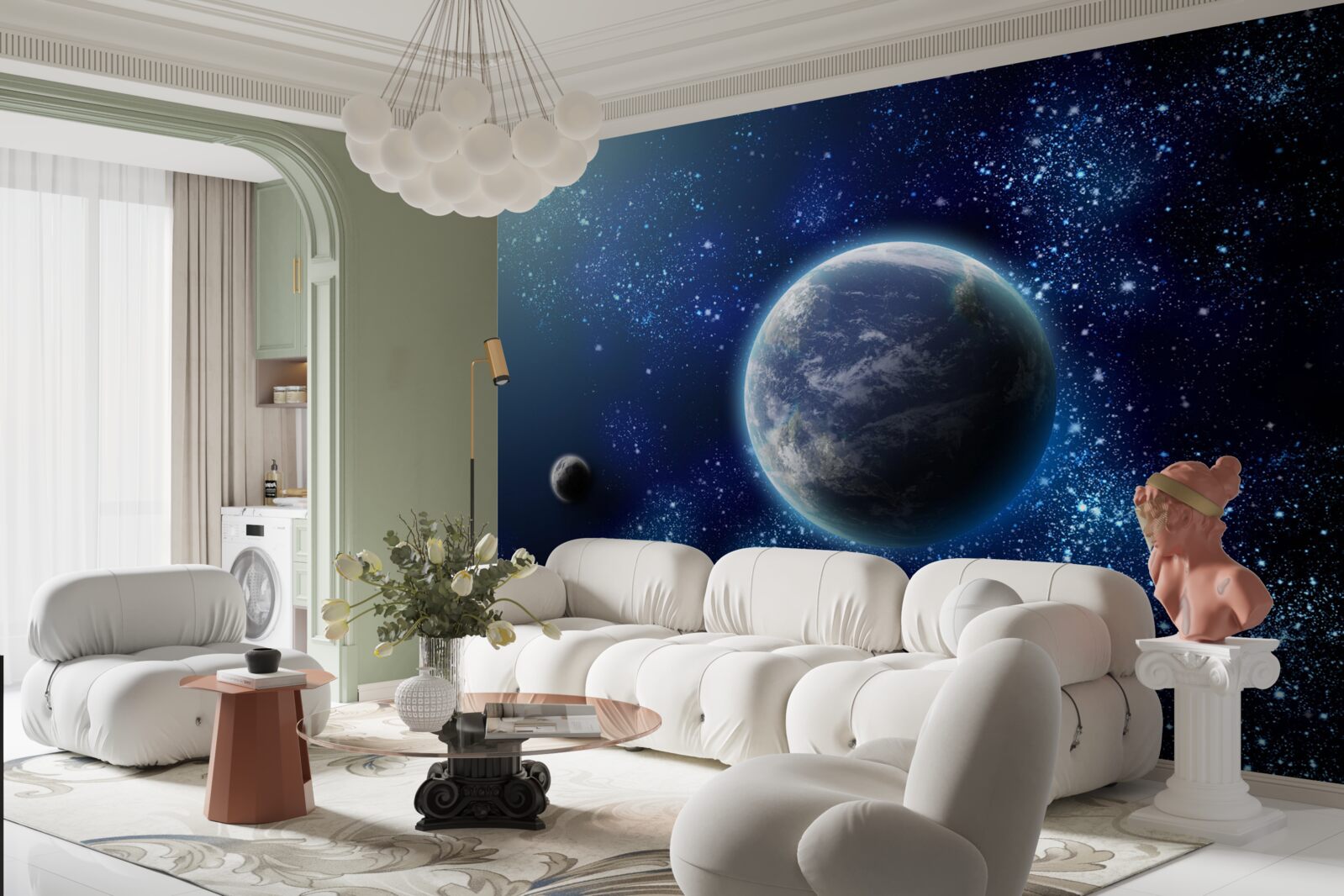 Fototapeten Raum als Hintergrund für den Planeten
