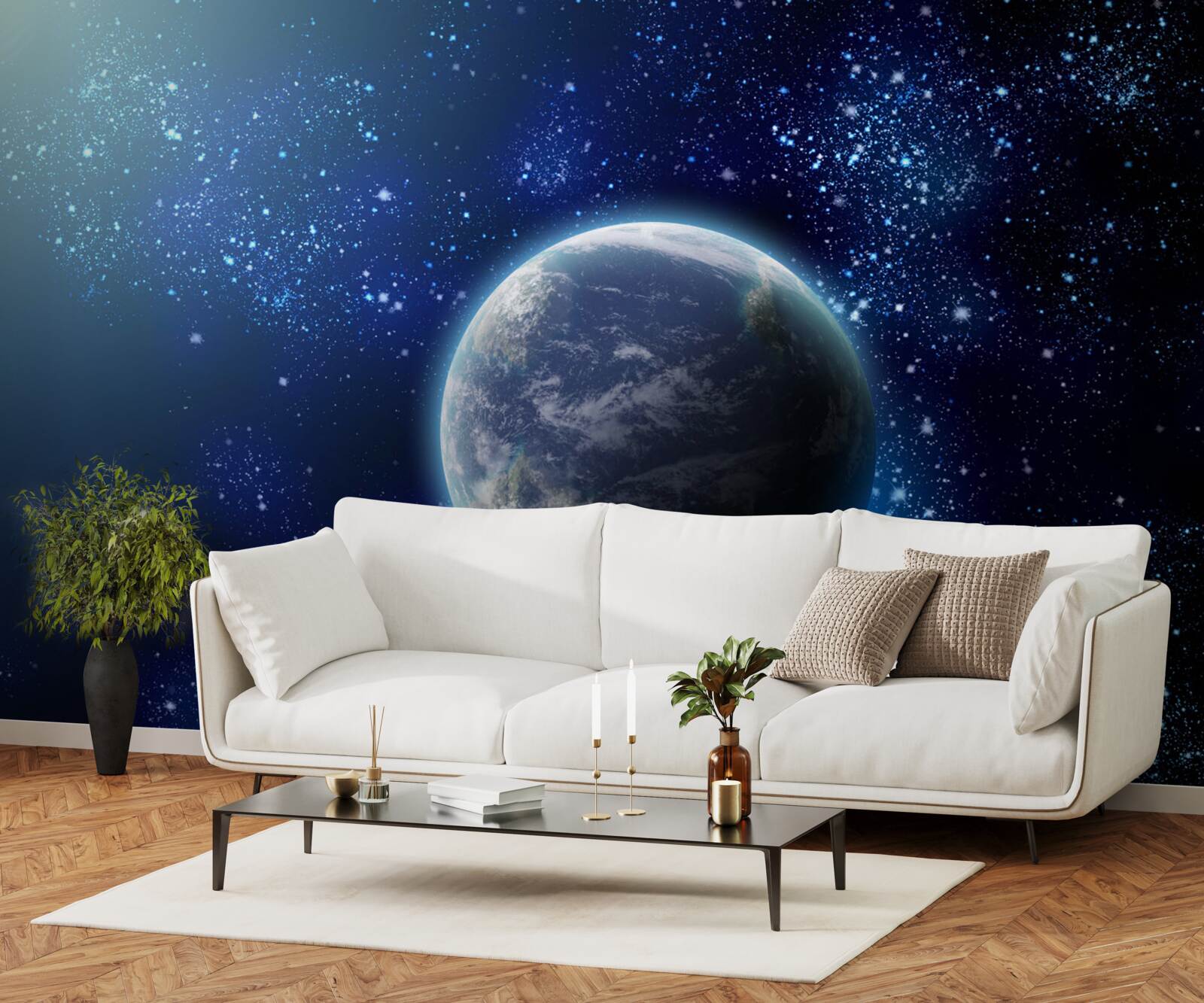Fototapeten Raum als Hintergrund für den Planeten