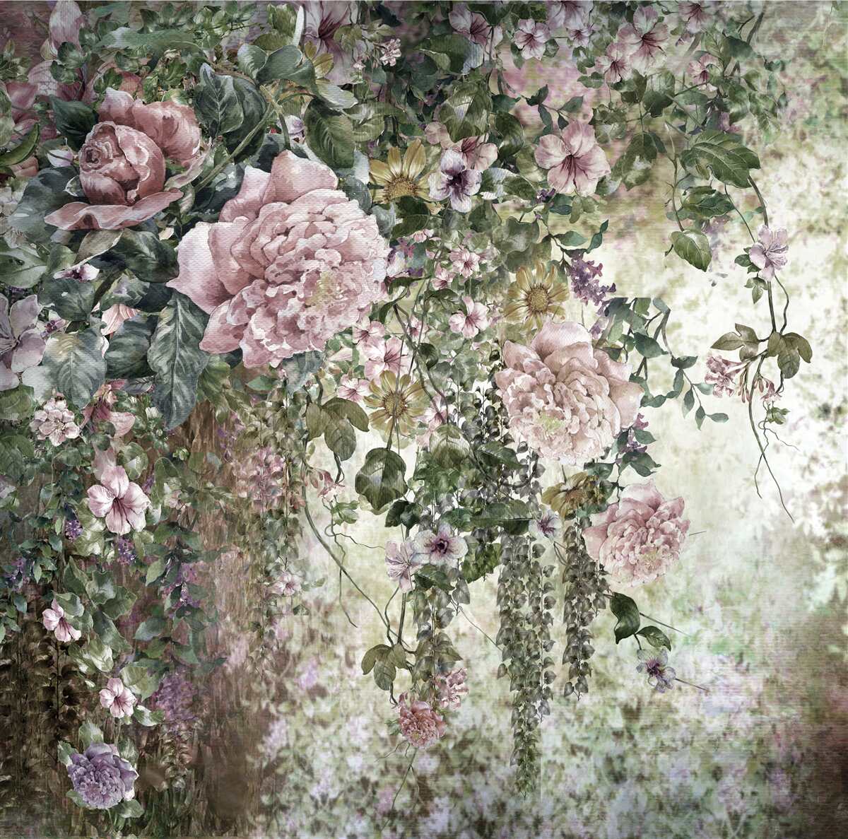 Fototapeten Ein bisschen zarte Blumen- und Grüntöne
